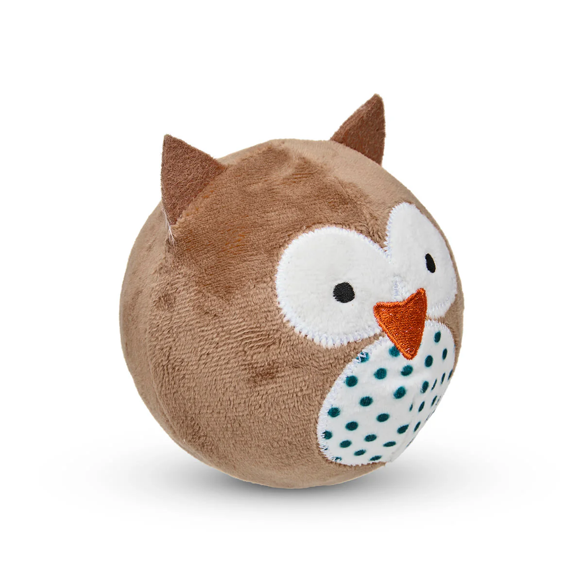 Petface Round Owl Plush Ball Brown Dog Toy - Image 2