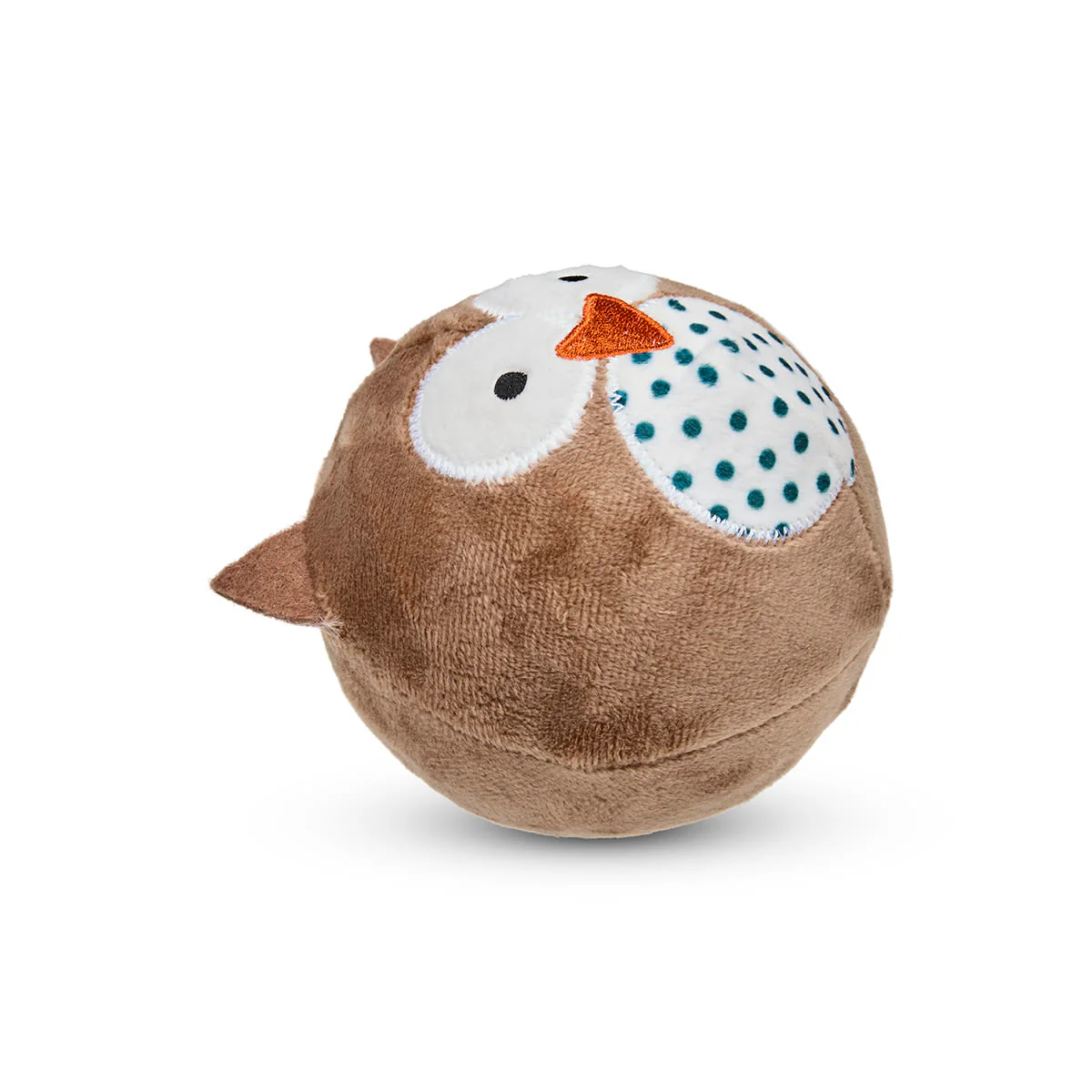 Petface Round Owl Plush Ball Brown Dog Toy - Image 3