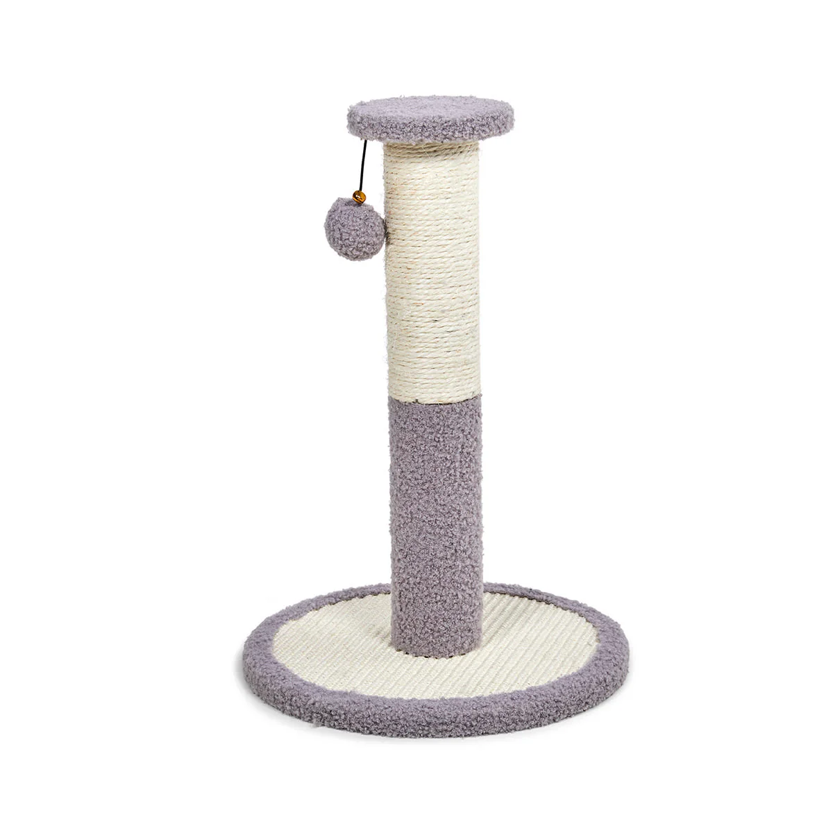 Petface Sisal and Teddy Fleece Cream & Grey Cat Scratch Post - Image 3