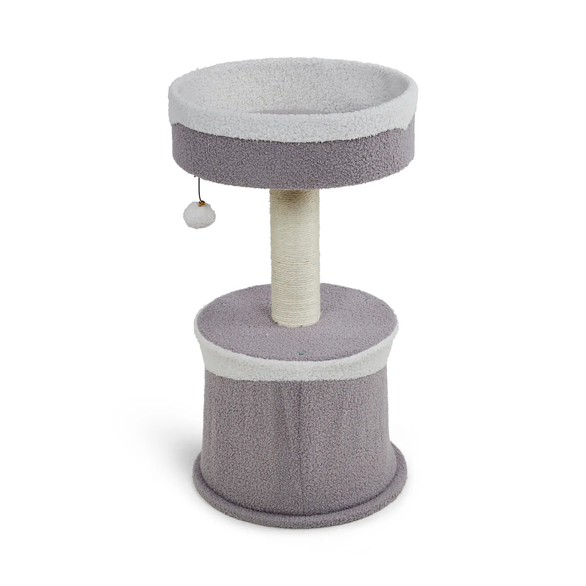 Petface Teddy Fleece Cream & Grey Cat Hide and Platform Bed - Image 3
