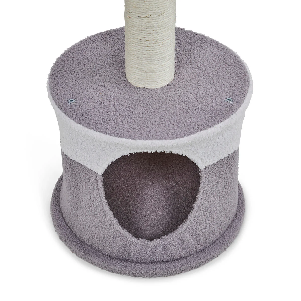 Petface Teddy Fleece Cream & Grey Cat Hide and Platform Bed - Image 4