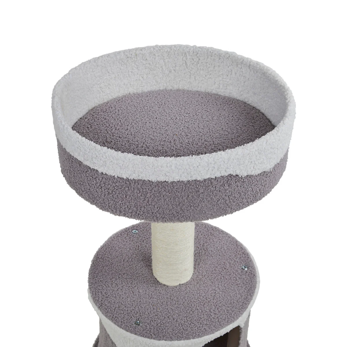 Petface Teddy Fleece Cream & Grey Cat Hide and Platform Bed - Image 5