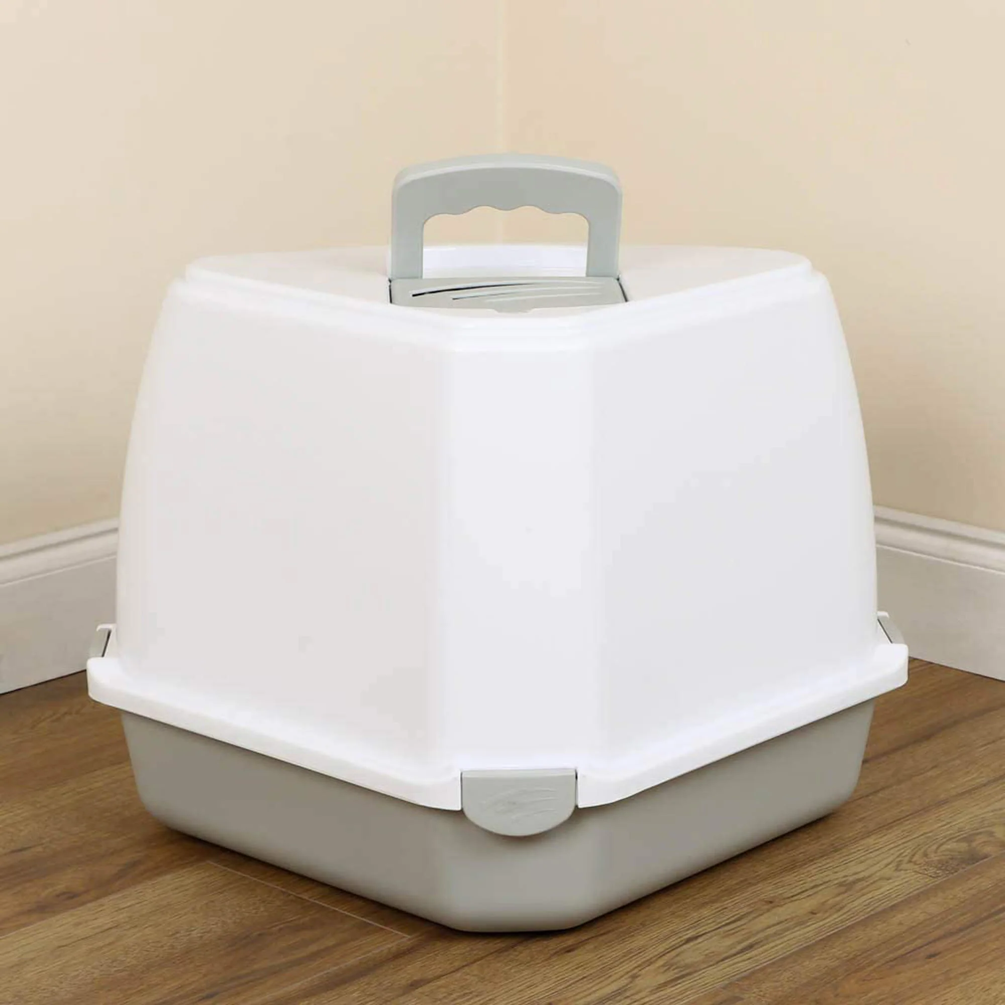 Petsentials Corner Cat Litter Tray with Hood - Image 3