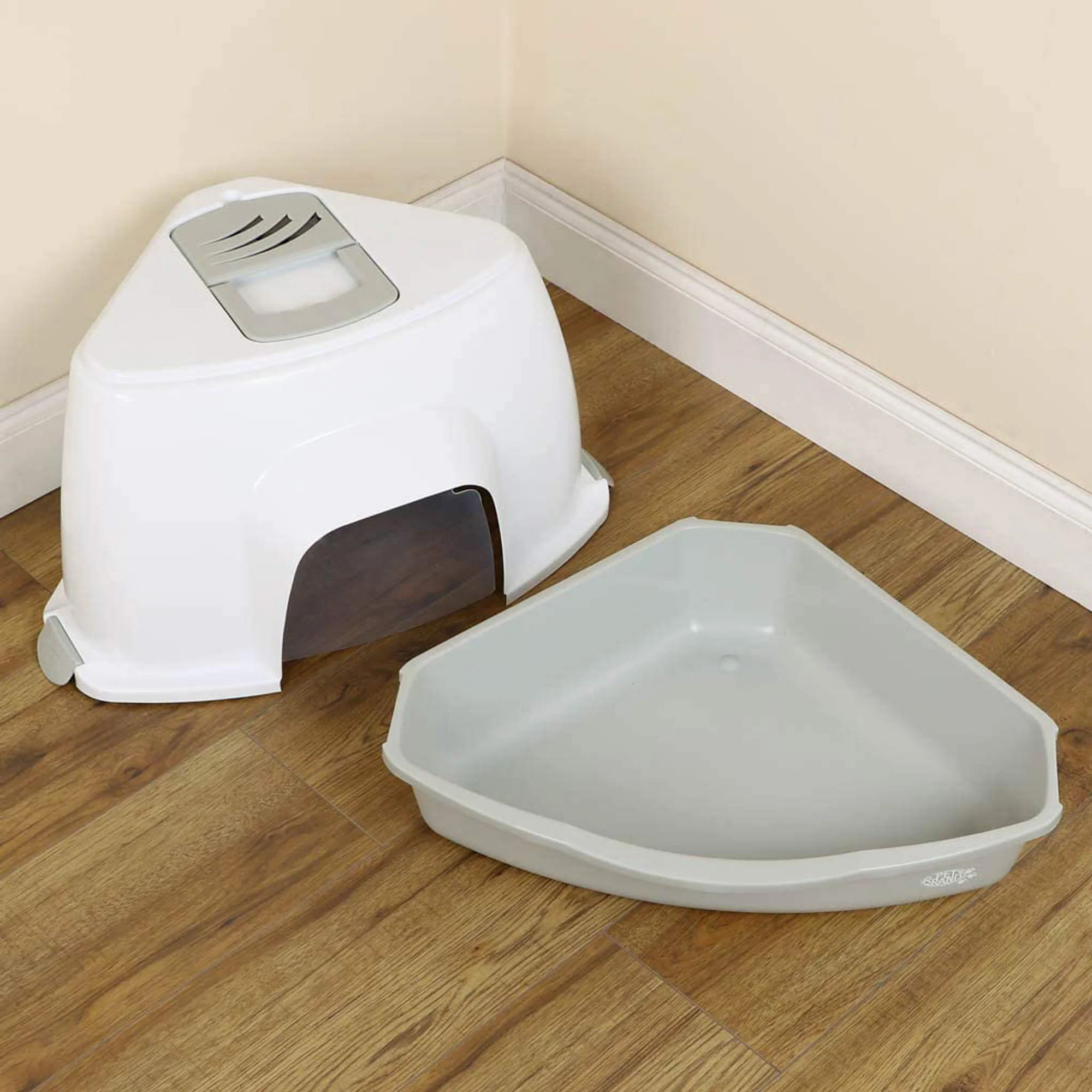 Petsentials Corner Cat Litter Tray with Hood - Image 4