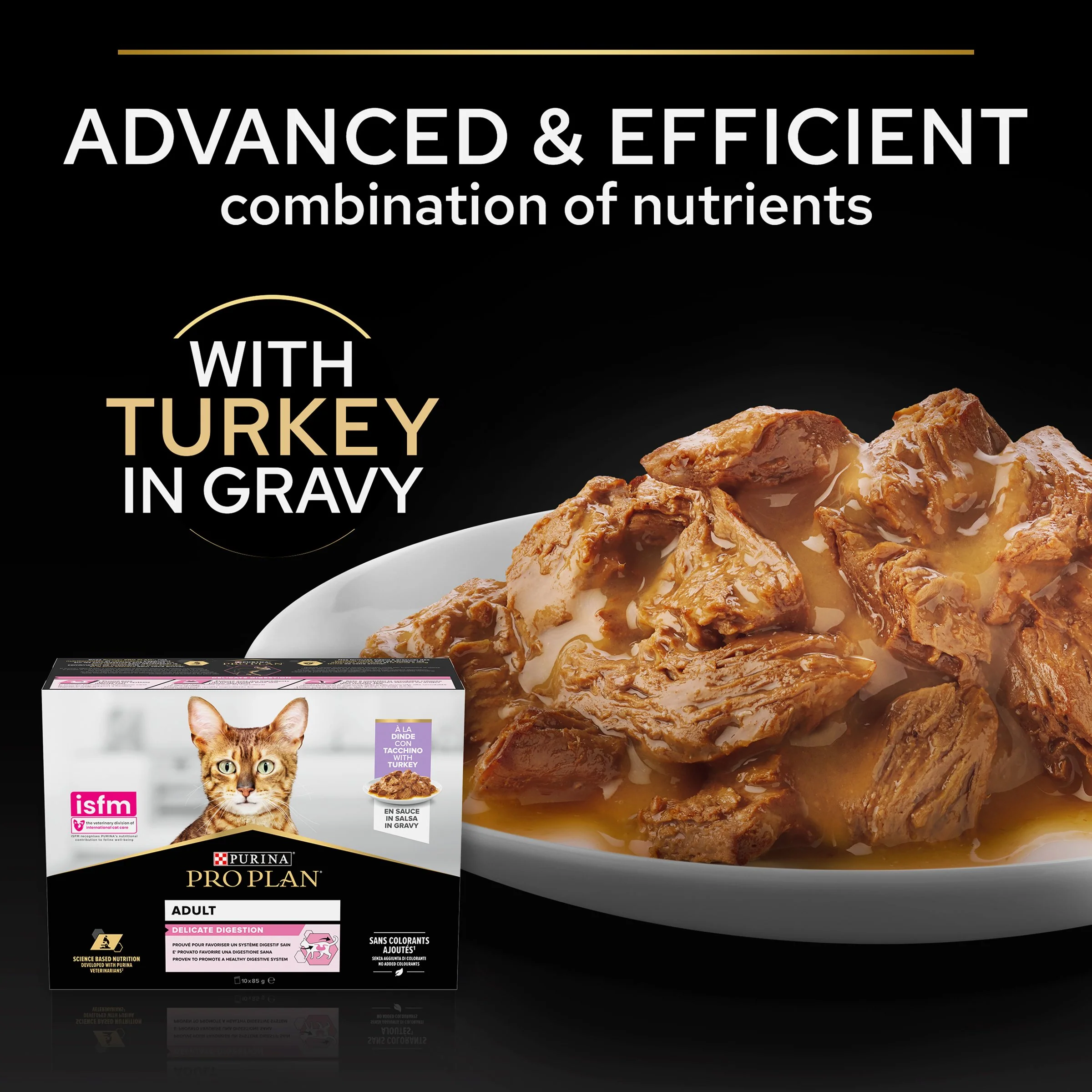 Pro Plan 1+ Delicate Digestion with Turkey in Gravy Adult Wet Cat Food Pouches - Image 5