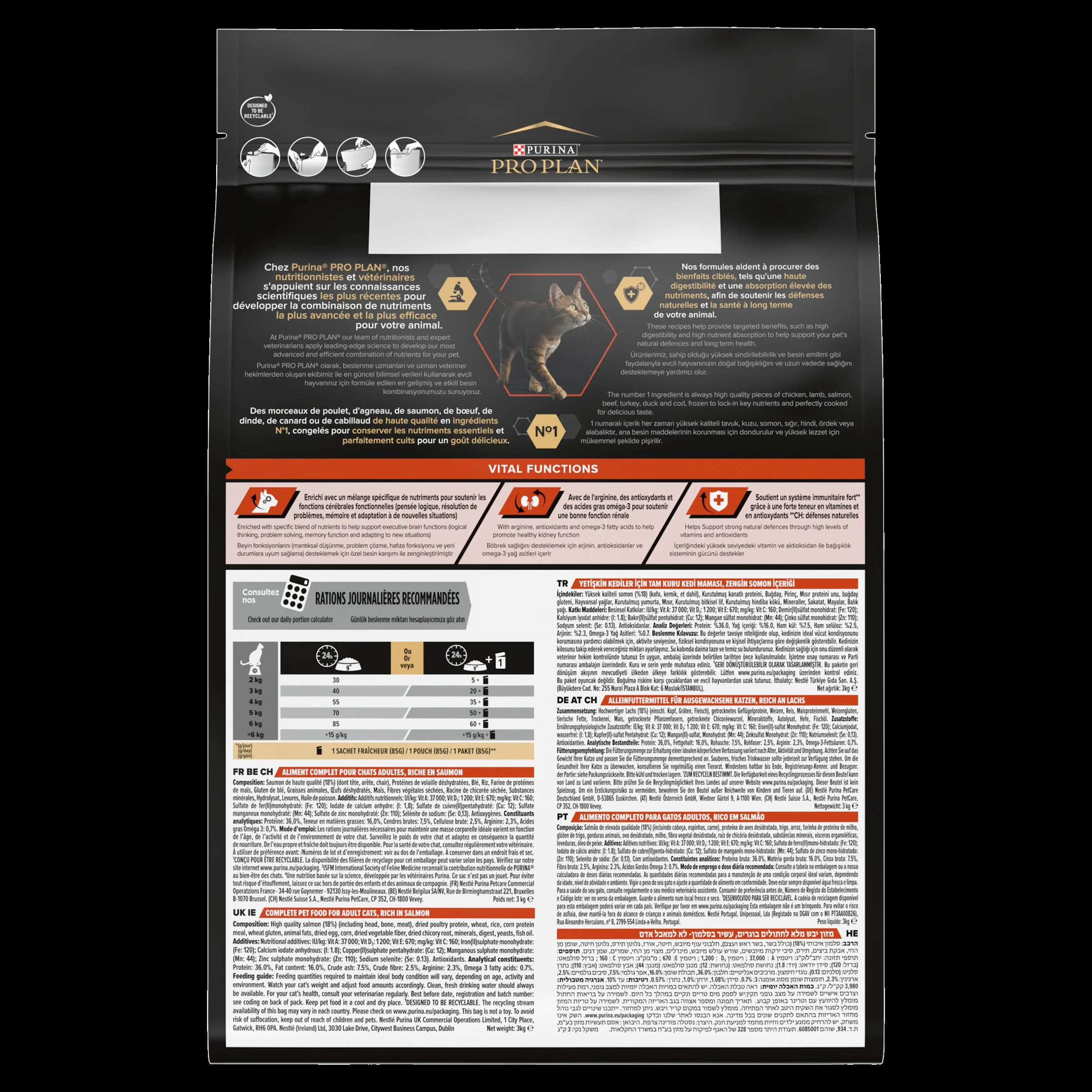 Pro Plan 1+ Vital Functions Rich in Salmon Adult Dry Cat Food - Image 5