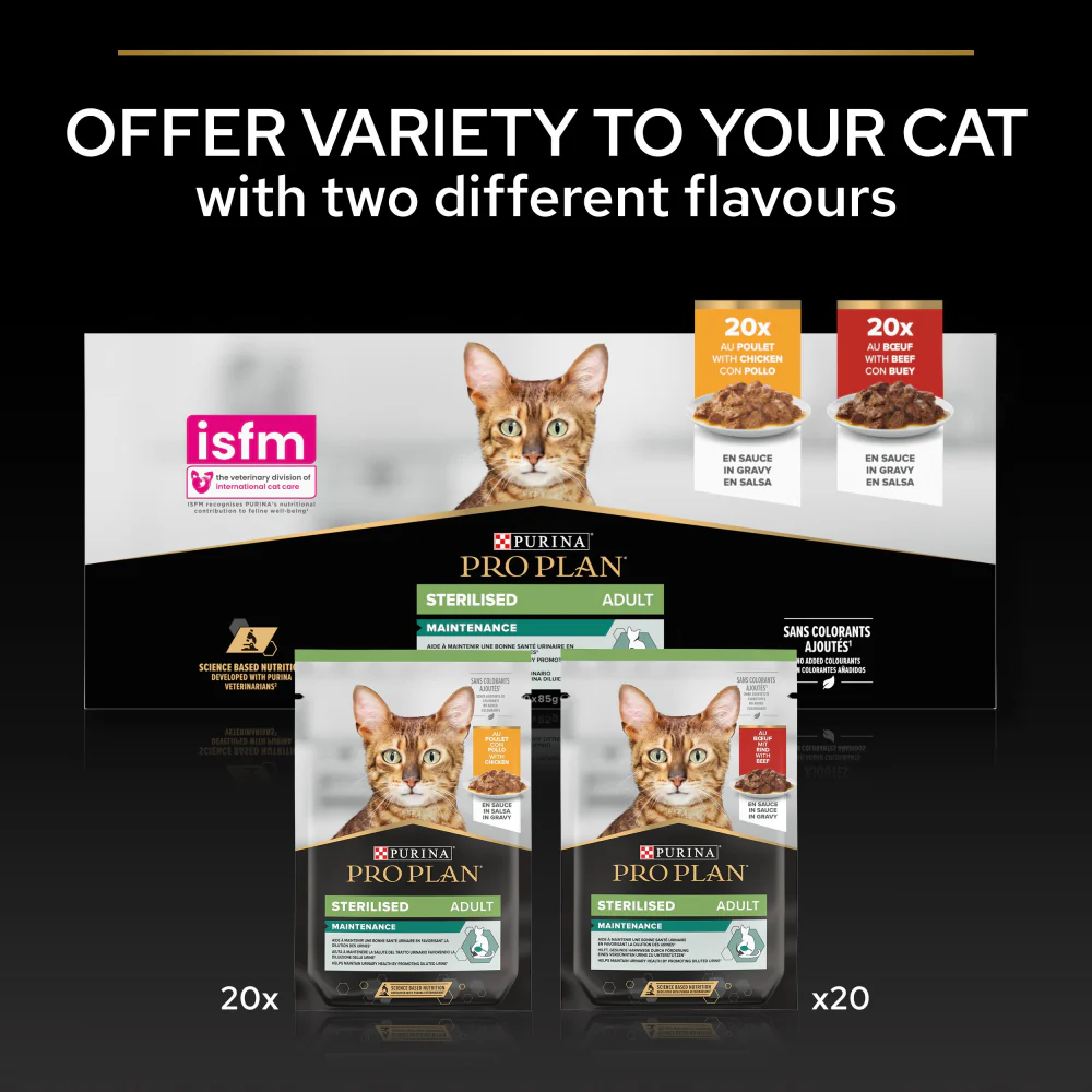 Pro Plan Sterilised Beef & Chicken in Gravy Adult Wet Cat Food - Image 10