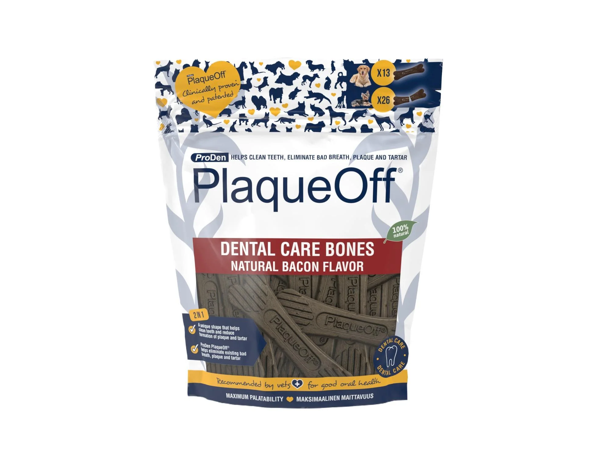 ProDen Plaque Off System Dog Dental Care Bones Bacon