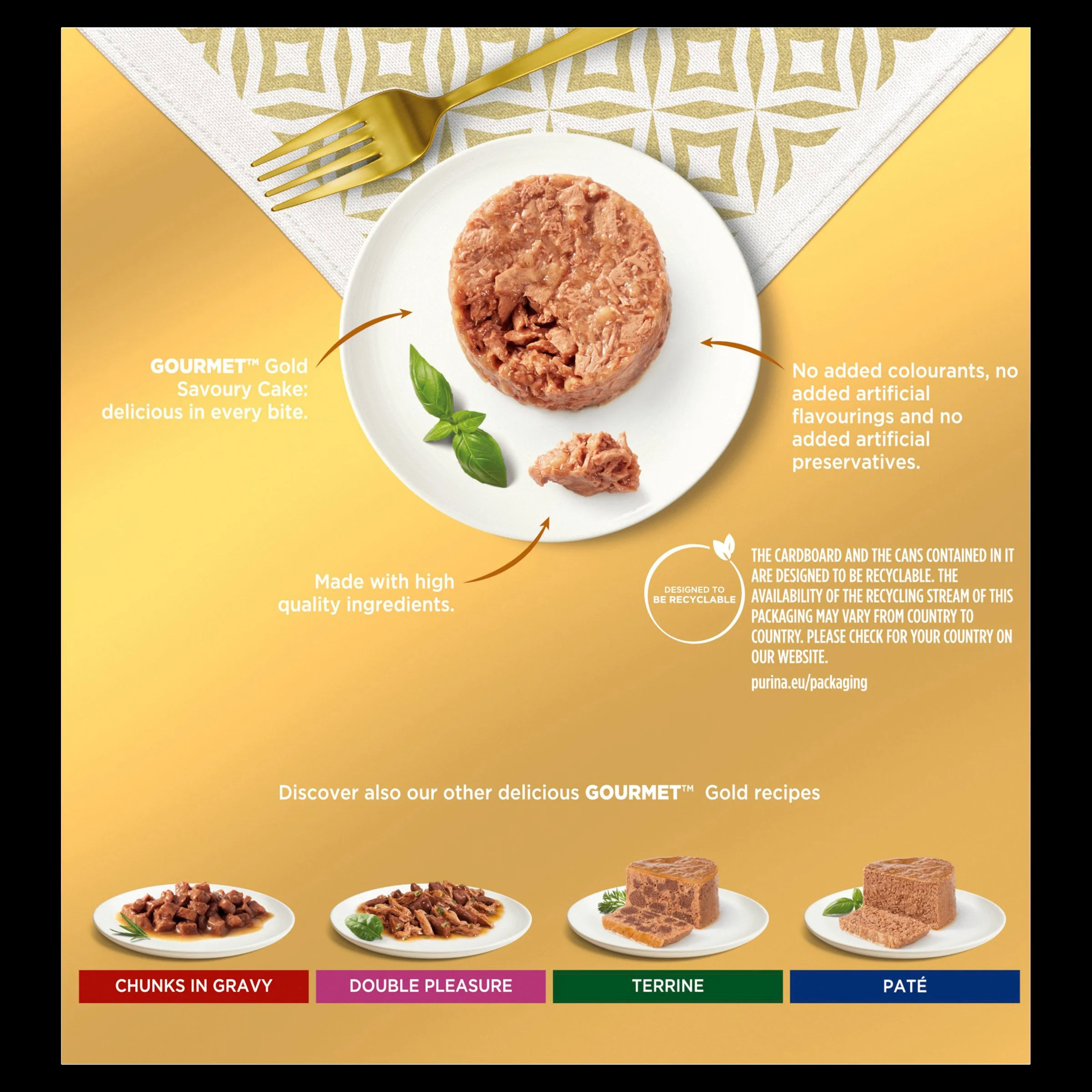 Gourmet Gold Savoury Cake Meat and Fish Variety Wet Cat Food - Image 3