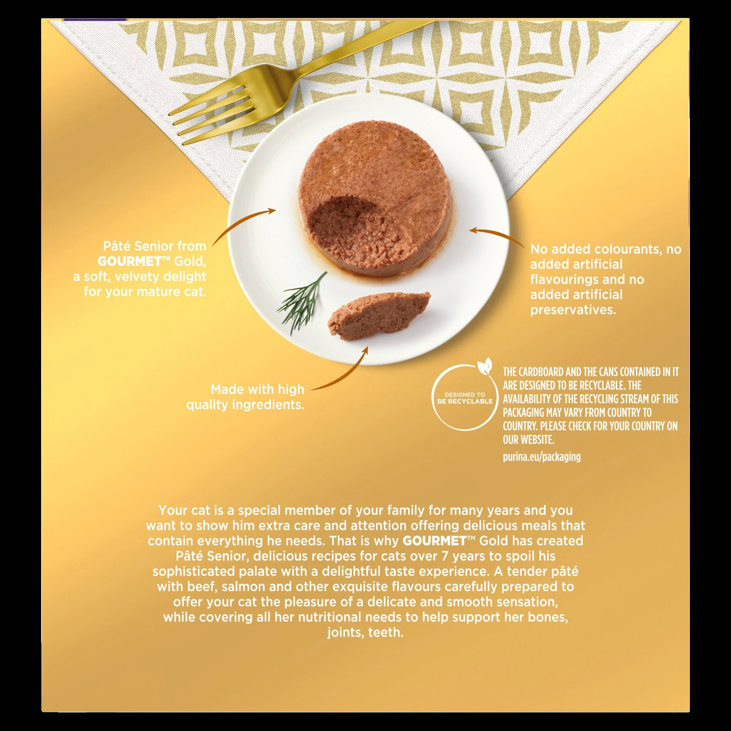 Purina Gourmet Gold Senior Pate Fish Wet Cat Food - Image 6