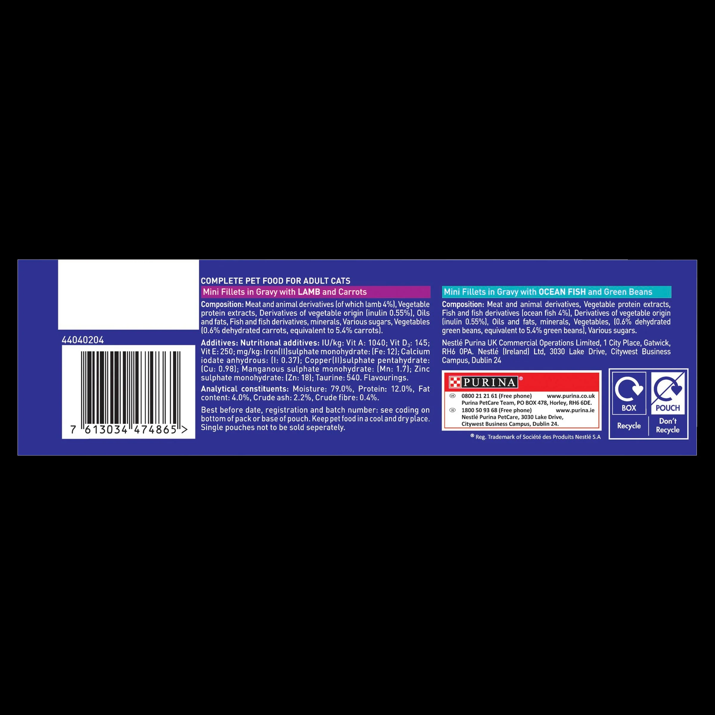 Purina ONE Adult Mini Fillets Wet Cat Food - Ocean Fish & Lamb with Carrots - Image 3