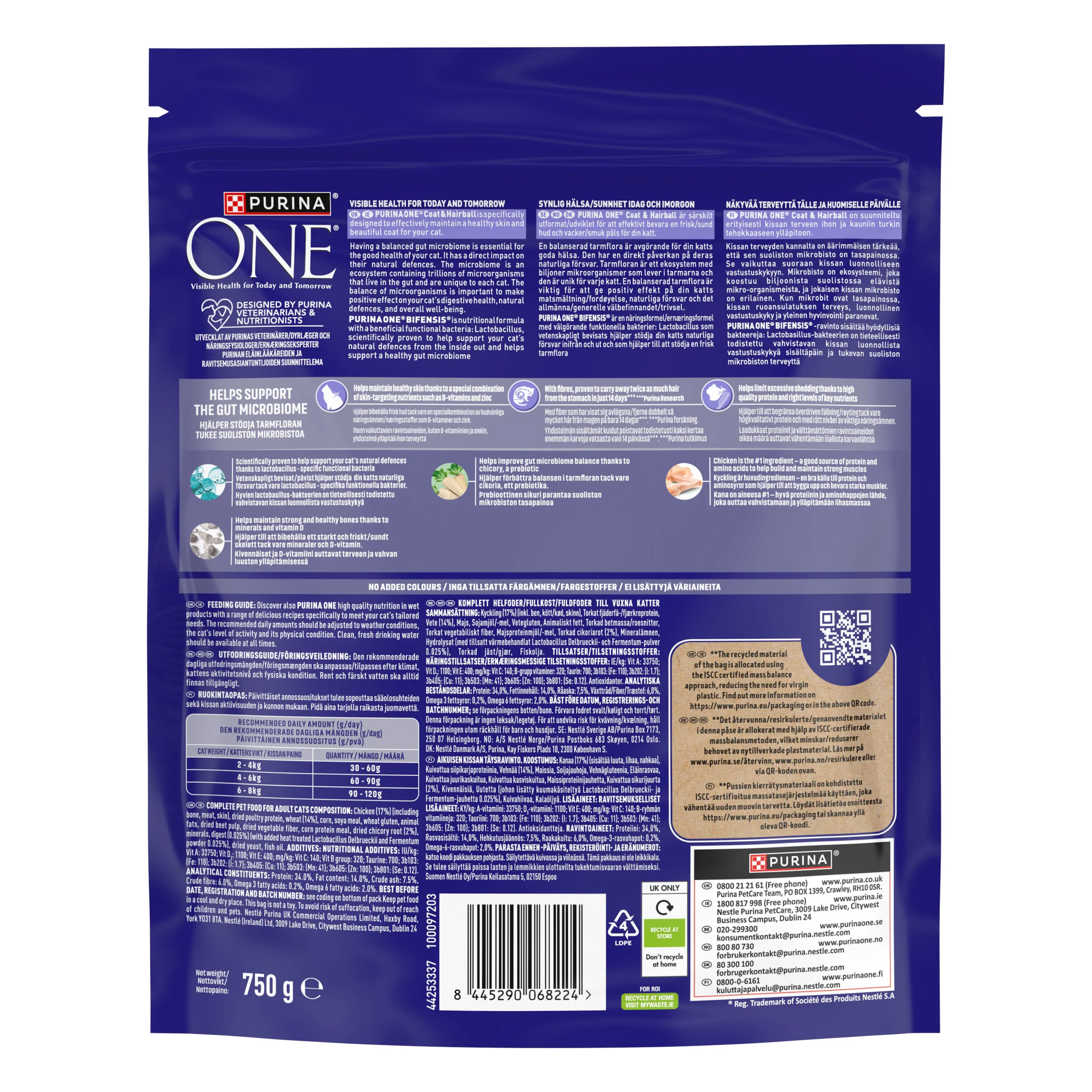 Purina One Coat & Hairball Adult Dry Cat Food Rich in Chicken - Image 3