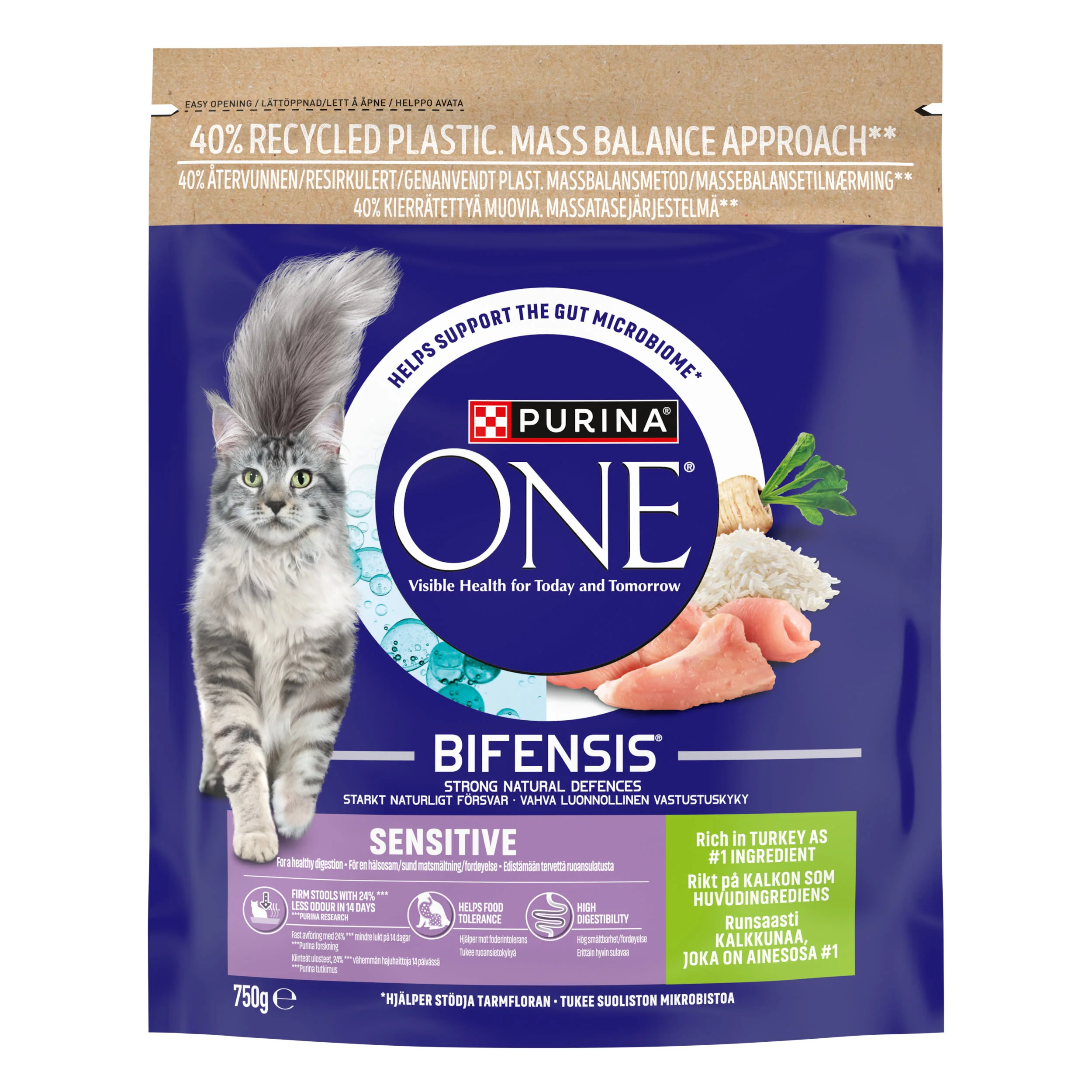 Purina One Sensitive Dry Cat Food Rich in Turkey - Image 2