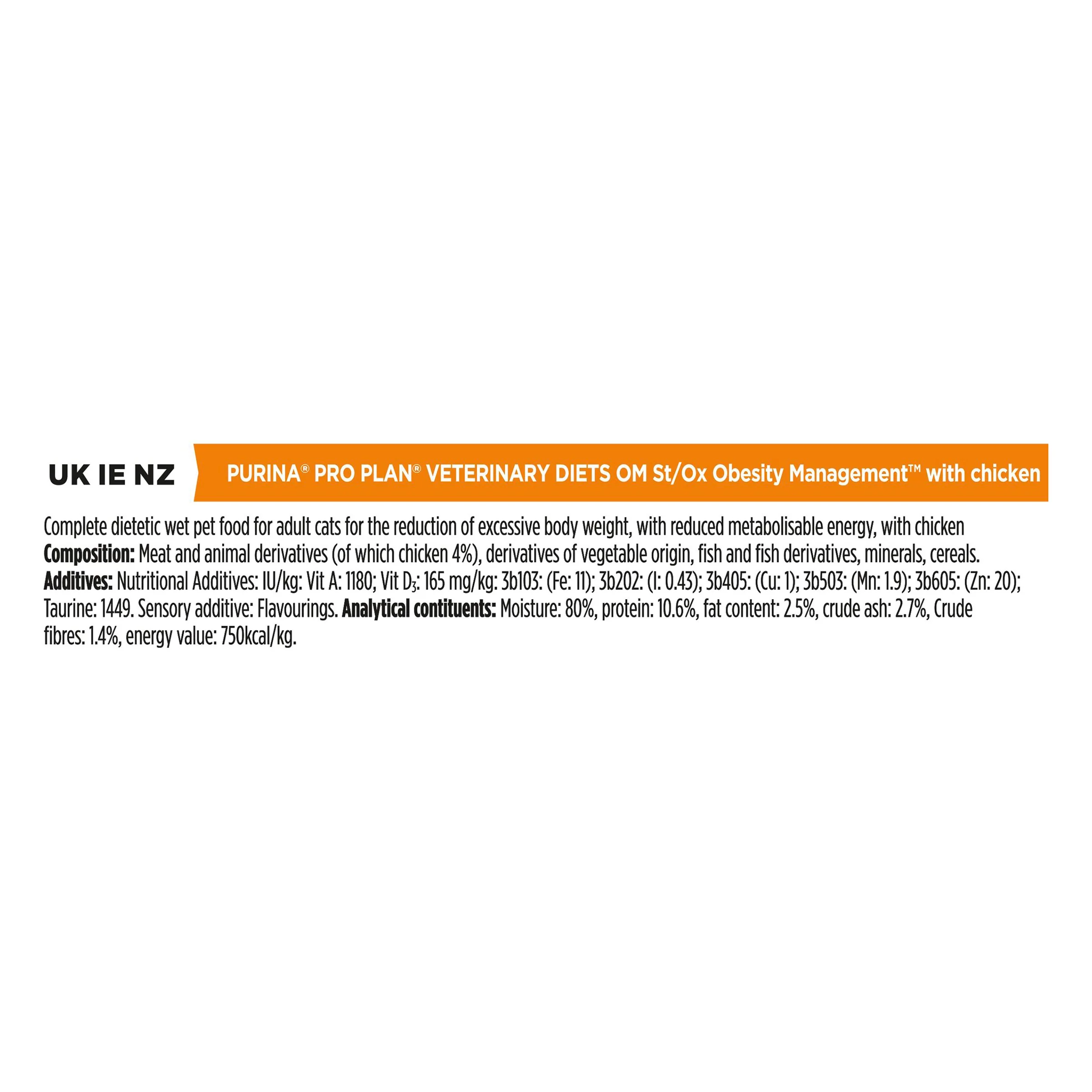Purina Pro Plan Veterinary Diets OM Obesity Management Adult Wet Cat Food - Chicken - Image 13