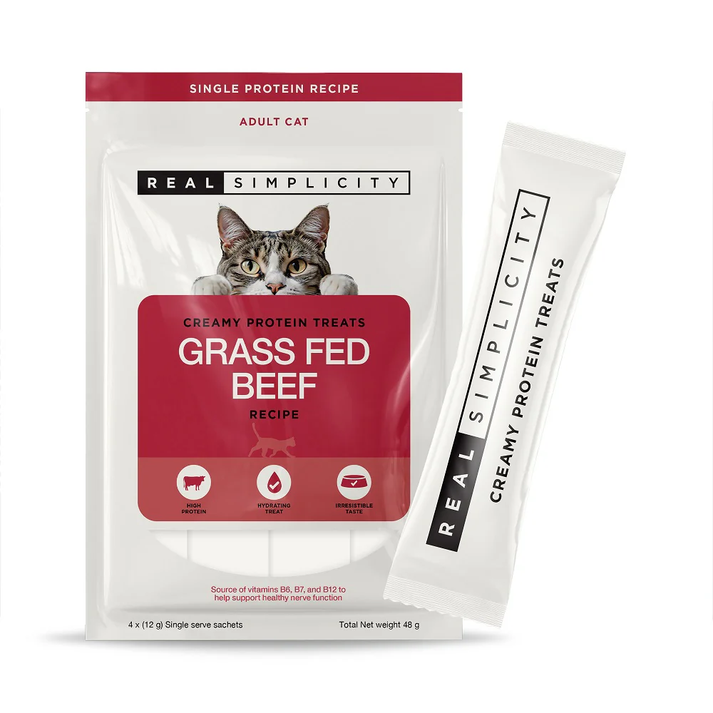 Real Simplicity Creamy Protein Treats Grass Fed Beef Adult Cat Treat - Image 2
