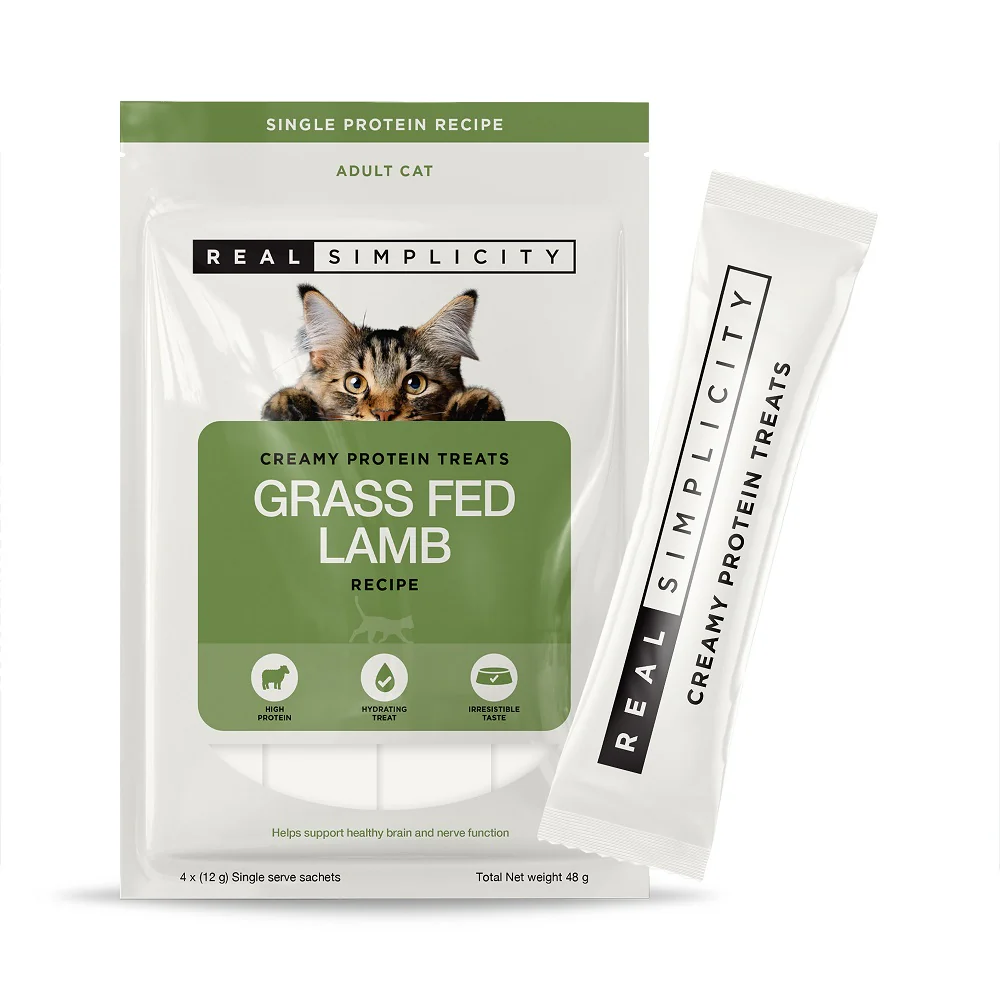Real Simplicity Creamy Protein Treats Grass Fed Lamb Adult Cat Treat - Image 2