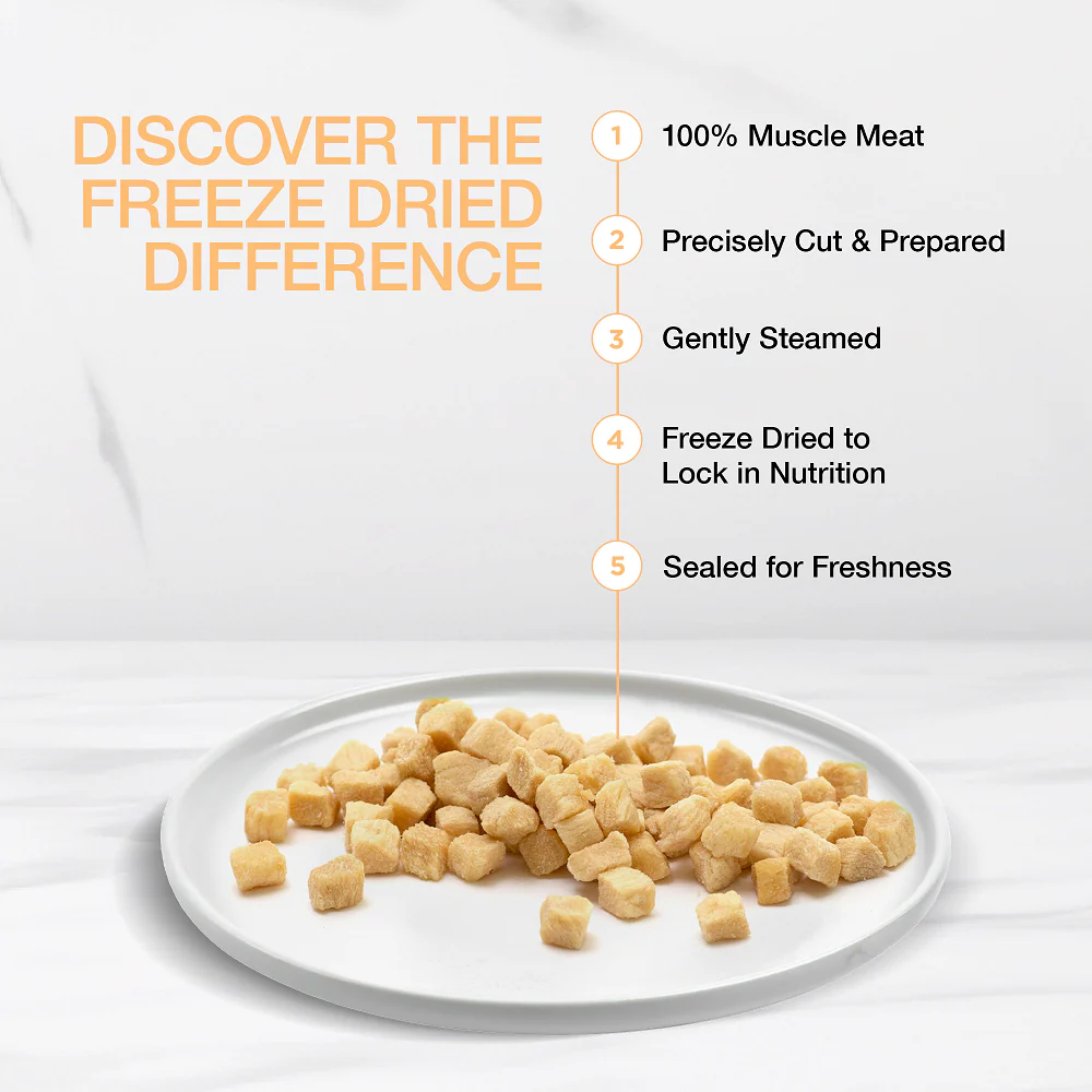 Real Simplicity Freeze Dried Single Protein Bites Farm Raised Chicken Adult Cat Treat - Image 3