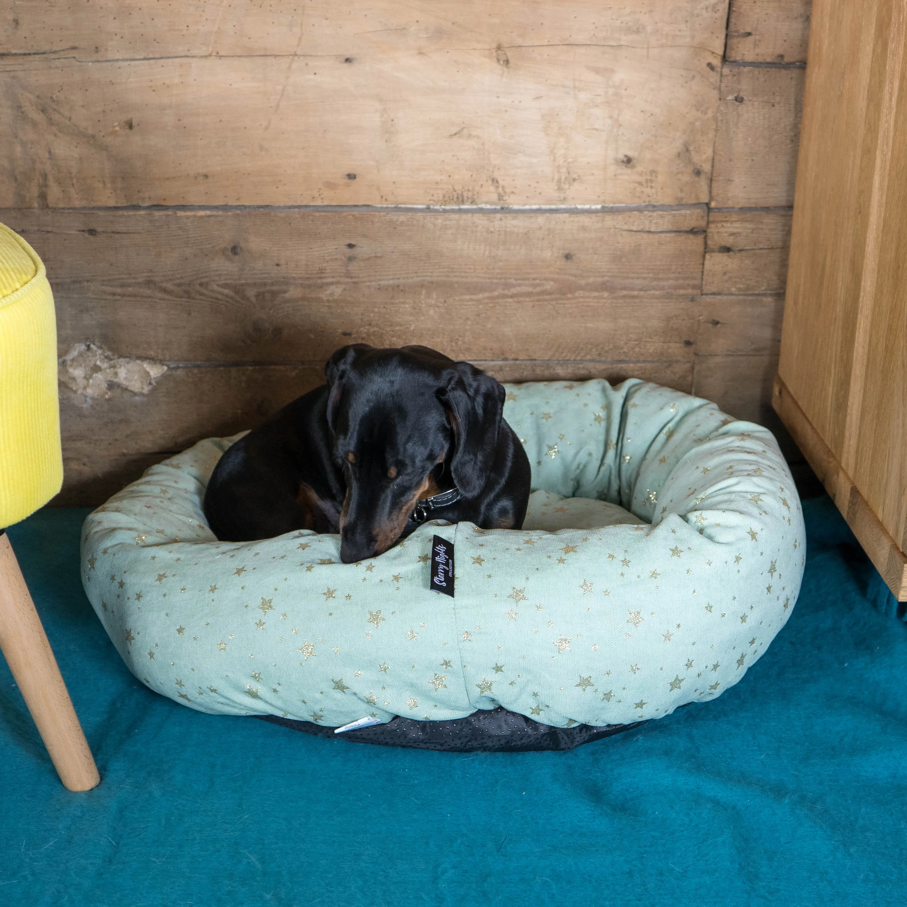 Starry Nights Star Mint Donut Dog Bed - Image 3