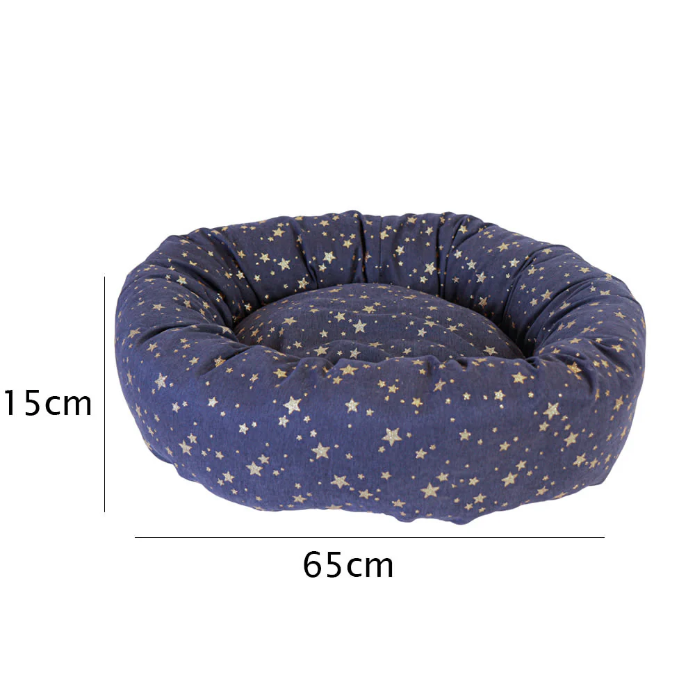 Starry Nights Star Navy Donut Dog Bed - Image 2