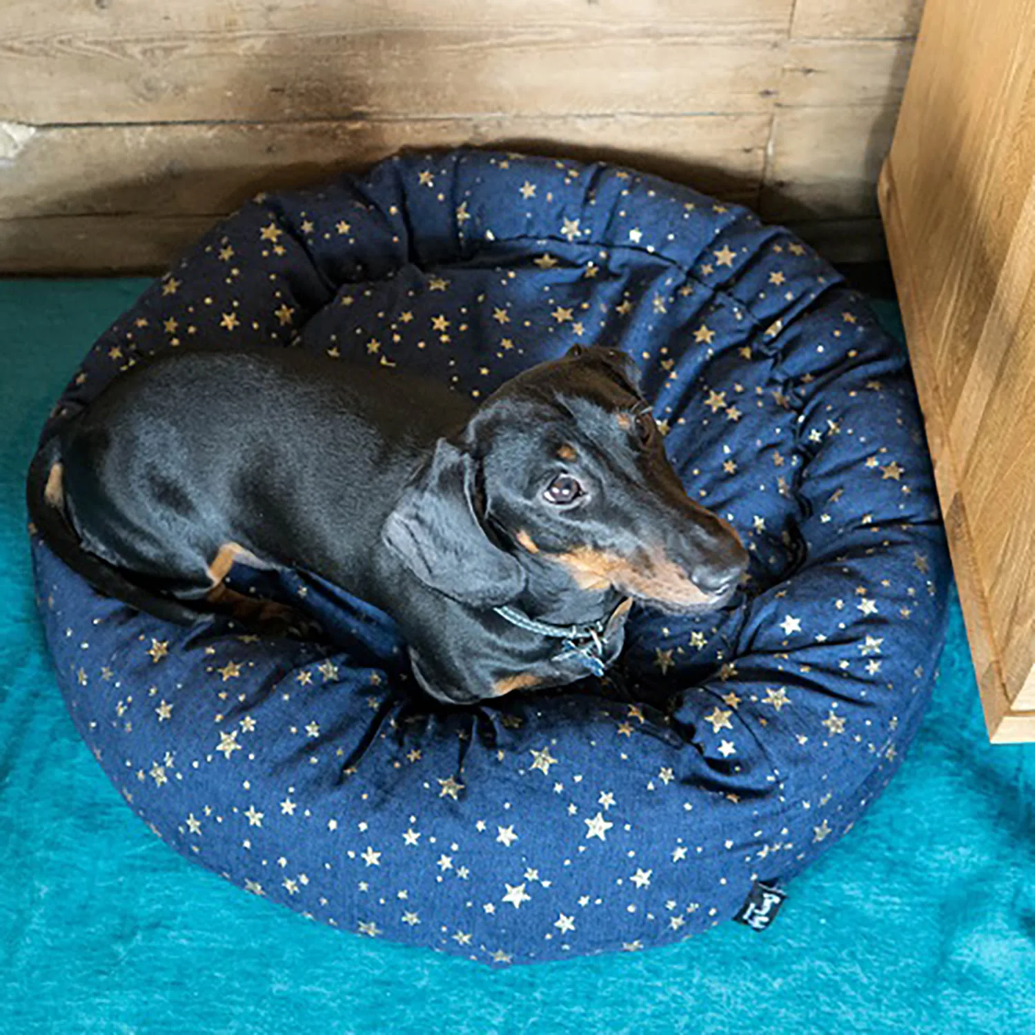 Starry Nights Star Navy Donut Dog Bed - Image 5