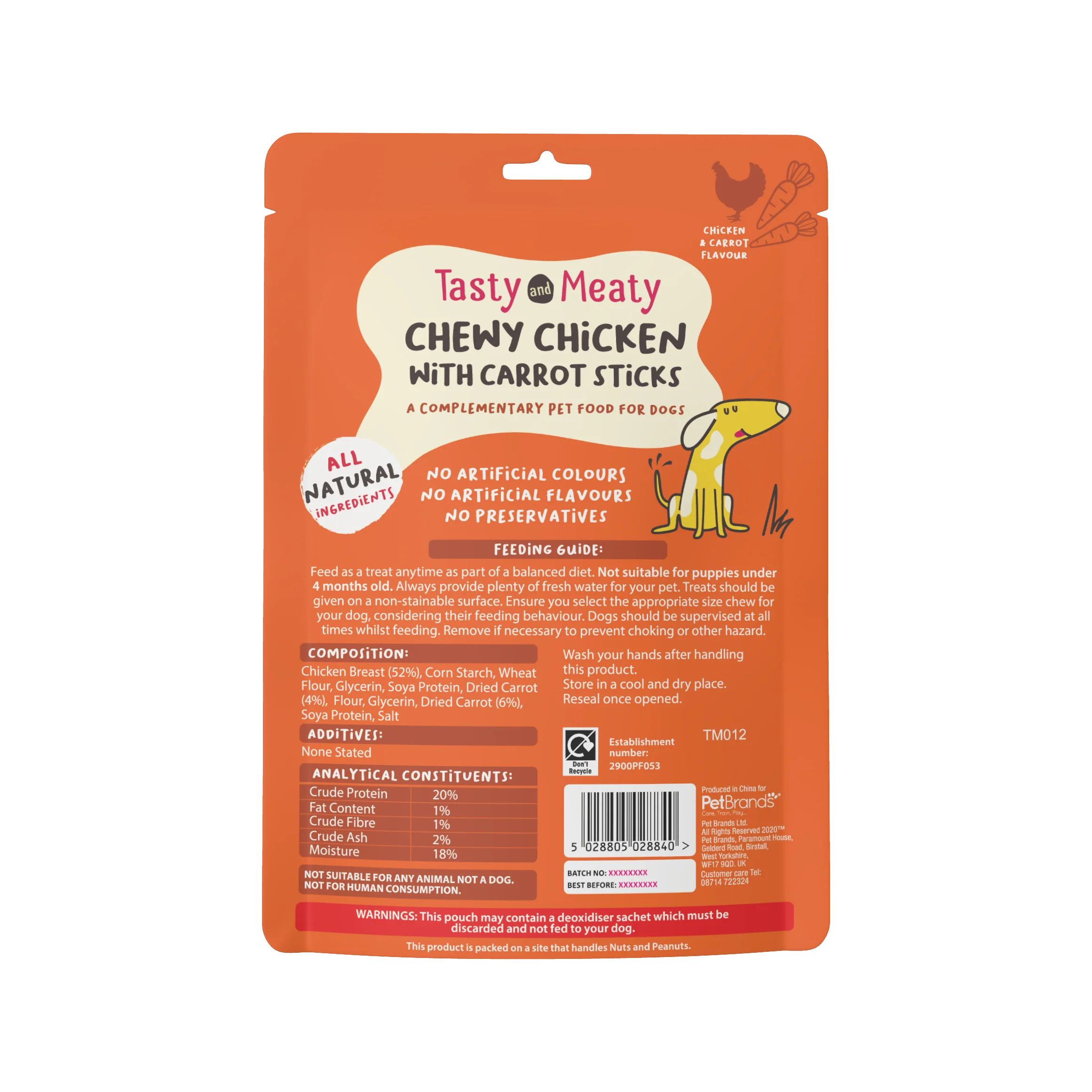 Tasty & Meaty Chewy Chicken With Carrot Sticks Adult Dog Treats | 90g - Image 4