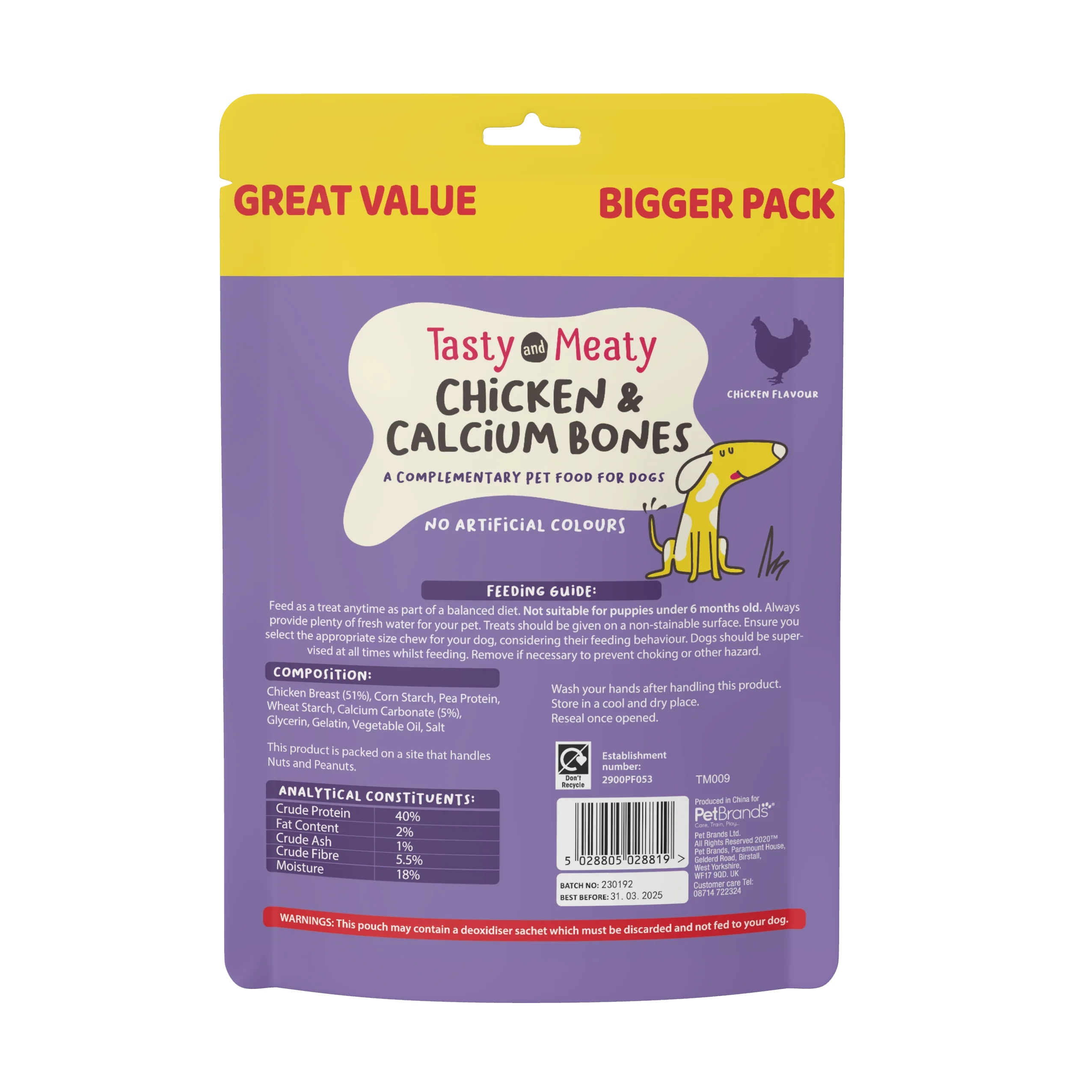 Tasty & Meaty Chicken & Calcium Bones Adult Dog Treats | 350g - Image 4