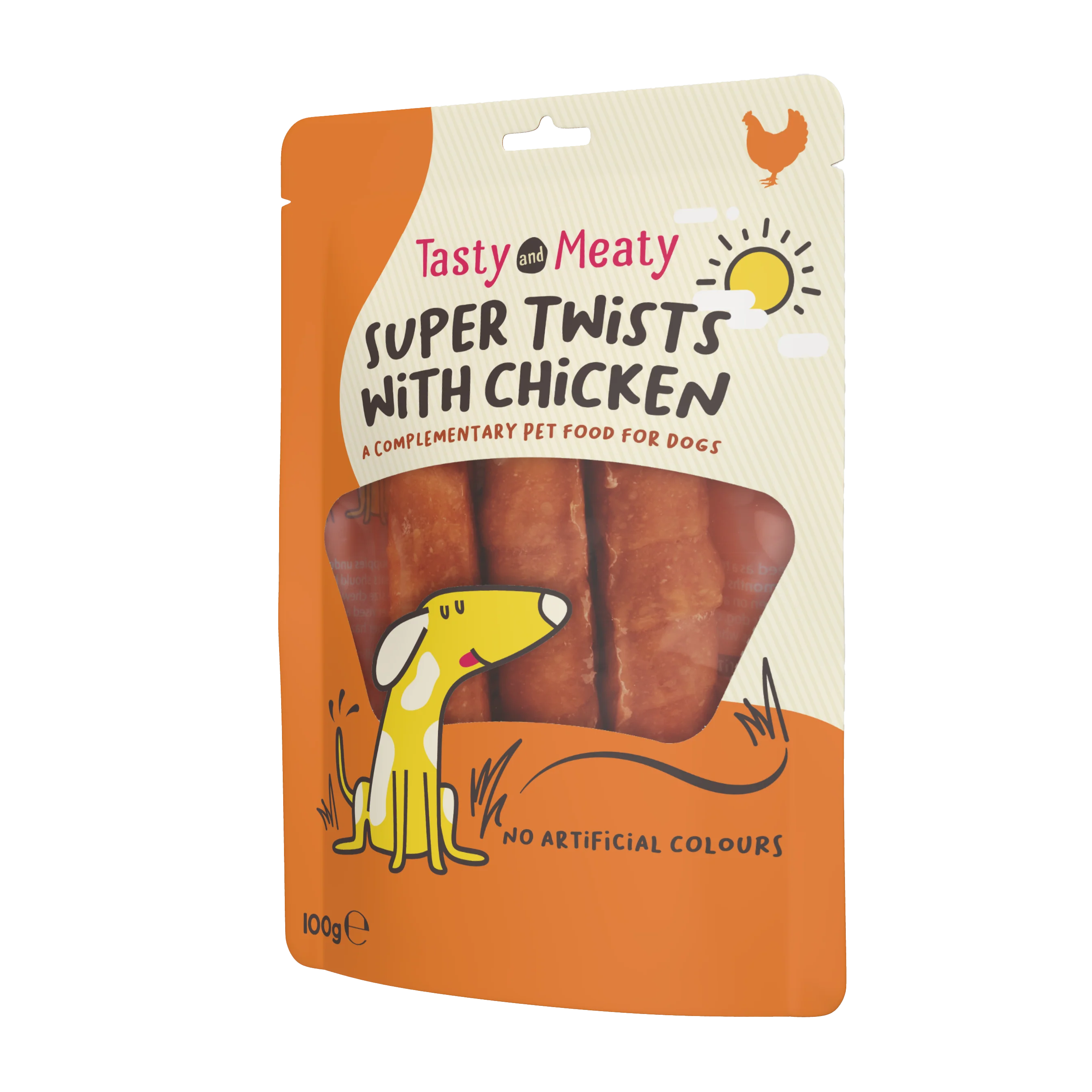 Tasty & Meaty Delicious Chewy Twists with Chicken - Extra Large Adult Dog Treats | 100g - Image 3