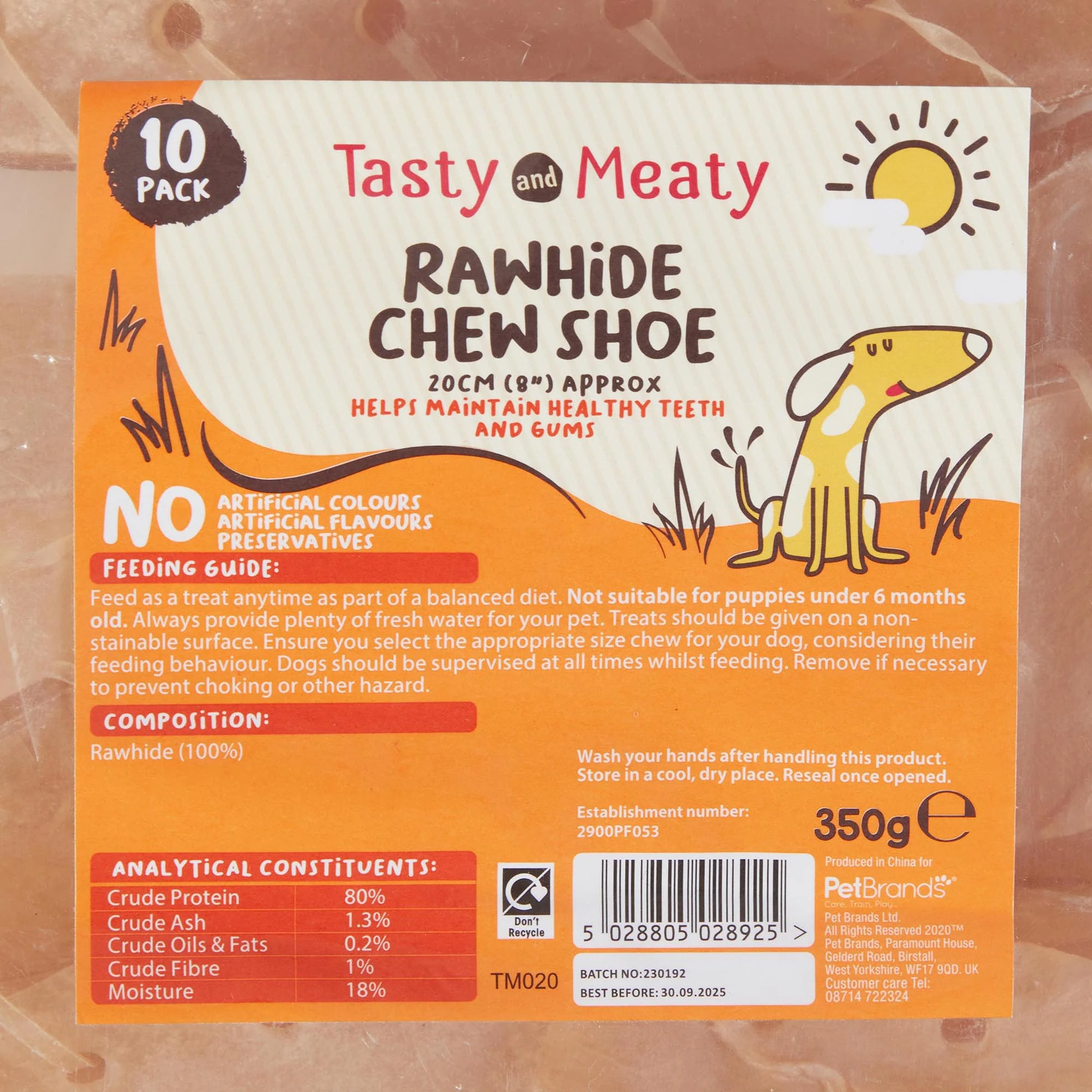 Tasty & Meaty Rawhide Chewy Shoe 100% Natural Adult Dog Treats | 10-Pack - Image 2