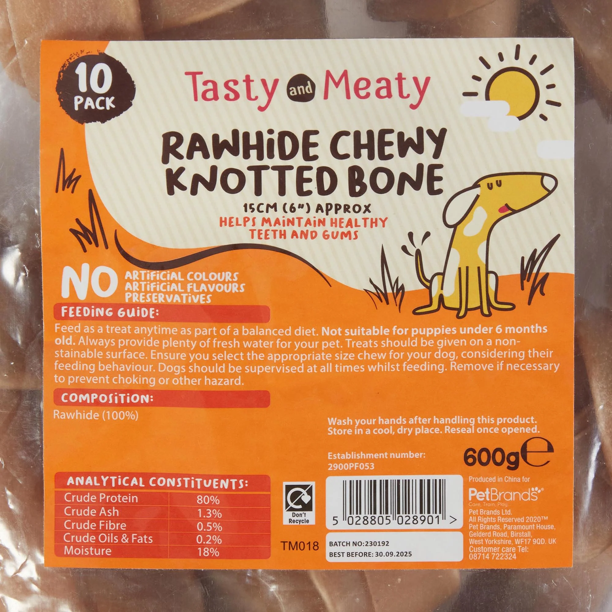 Tasty & Meaty Rawhide Chewy Knotted Bone 100% Natural Adult Dog Treats | 10-Pack - Image 2