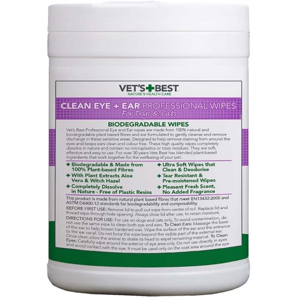 Vet's Best Ear & Eye Wipes for Dogs & Cats - Image 2