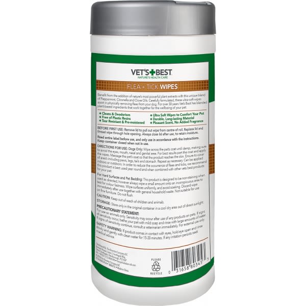 Vet's Best Natural Flea, Tick Wipes for Dogs - Image 2