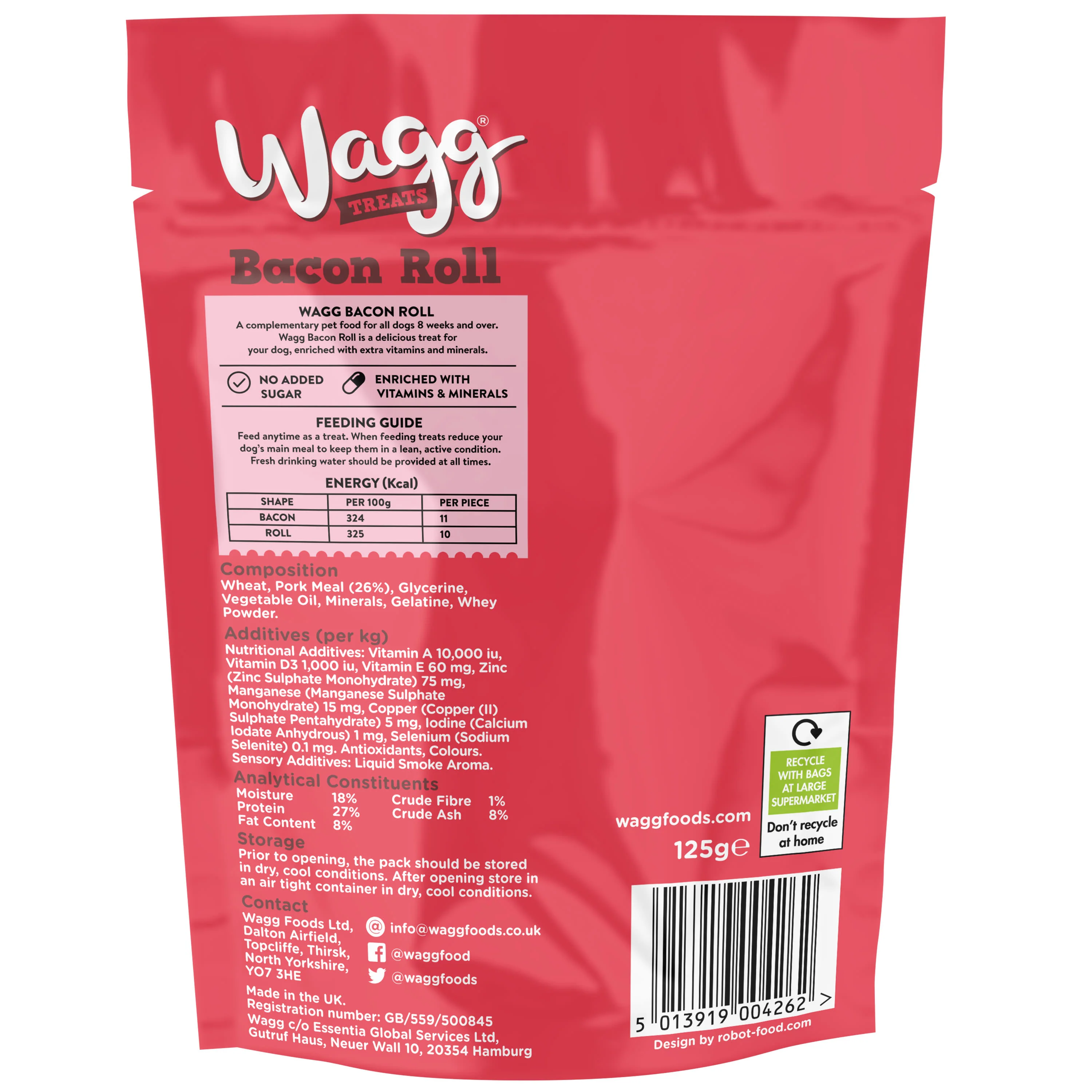 Wagg Tasty Bites Bacon Roll Dog Treats - Pork - Image 2