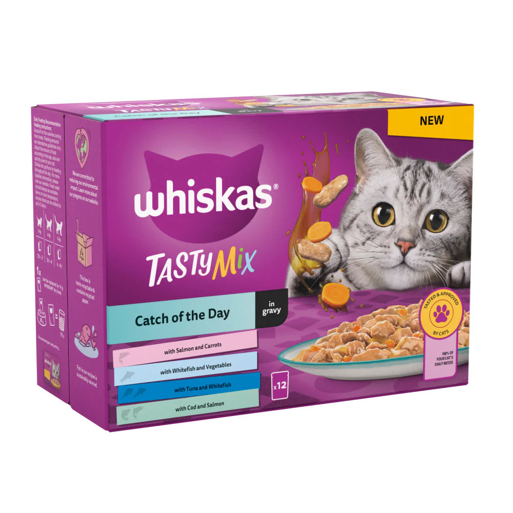 Whiskas 1+ Catch of the Day Mix Adult Wet Cat Food Pouches in Gravy - Image 3