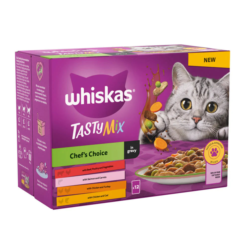 Whiskas 1+ Chef's Choice Mix Adult Wet Cat Food Pouches in Gravy - Image 3