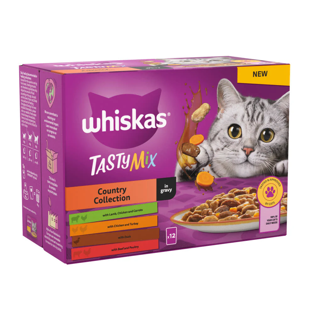 Whiskas 1+ Country Collection Mix Adult Wet Cat Food Pouch in Gravy - Image 3