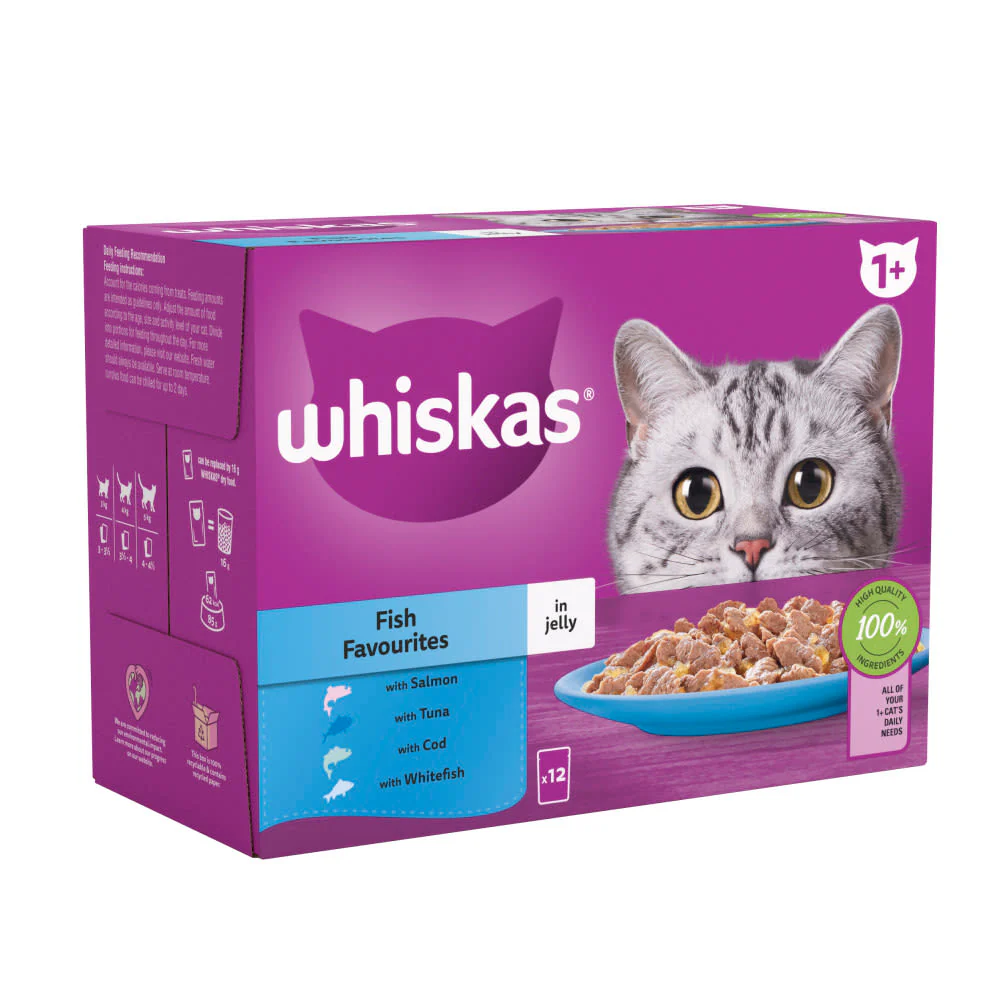 Whiskas 1+ Fish Favourites Adult Wet Cat Food Pouches in Jelly - Image 3