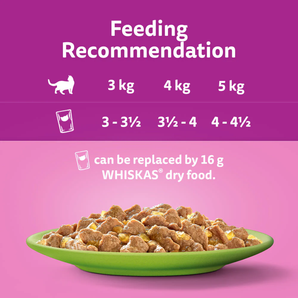 Whiskas 1+ Mixed Menu Adult Wet Cat Food Pouches in Jelly - Image 5