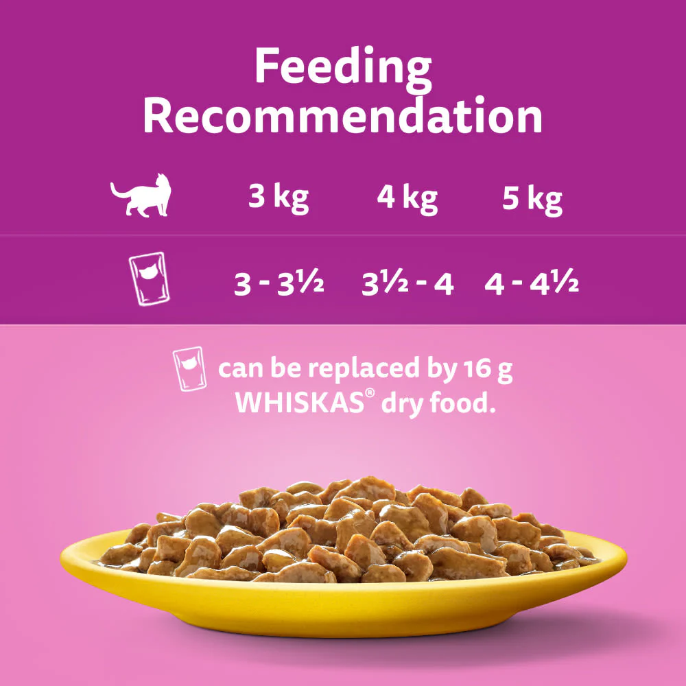 Whiskas 1+ Poultry Feasts Adult Wet Cat Food Pouches in Gravy - Image 5