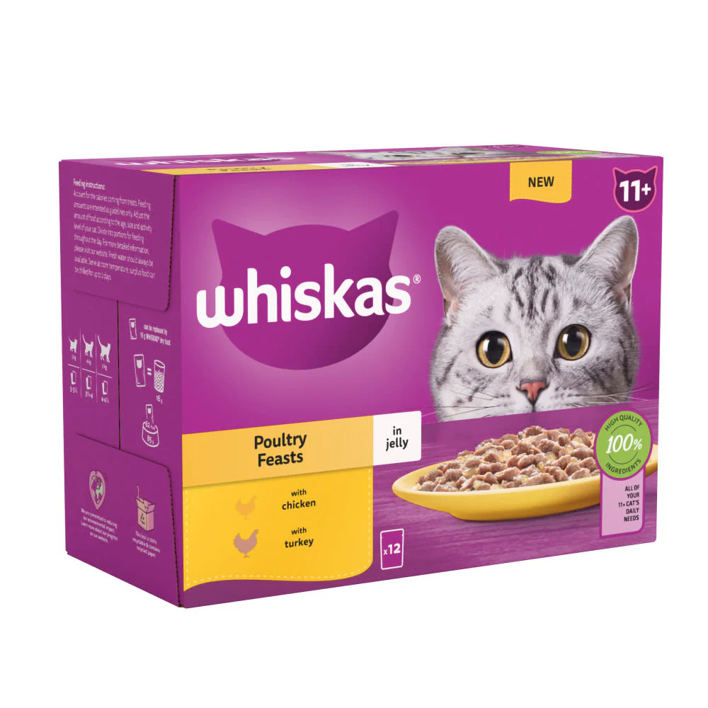 Whiskas 11+ Poultry Feasts Senior Wet Cat Food Pouches in Jelly - Image 3