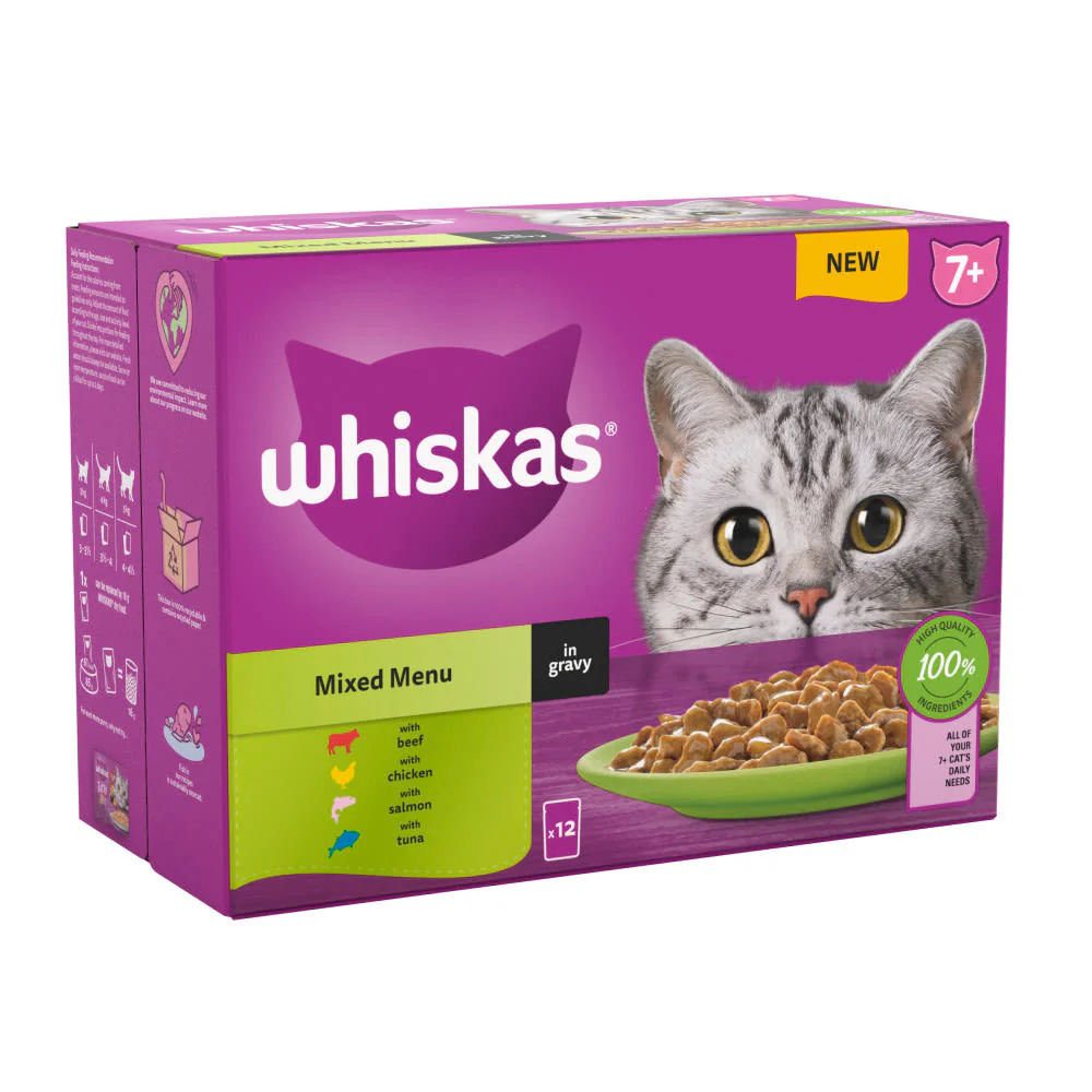 Whiskas 7+ Mixed Menu Senior Wet Cat Food Pouches in Gravy - Image 3