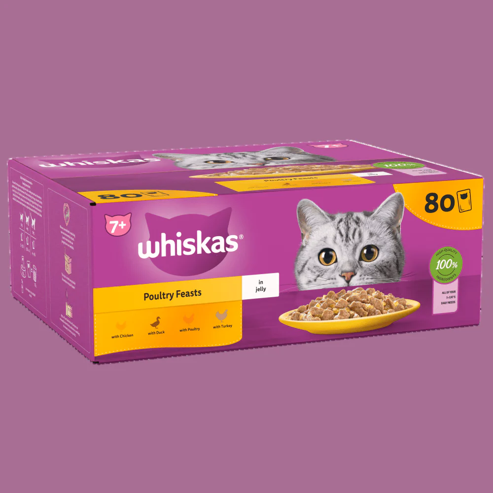 Whiskas 7+ Poultry Feasts Senior Wet Cat Food Pouches in Jelly - Image 2