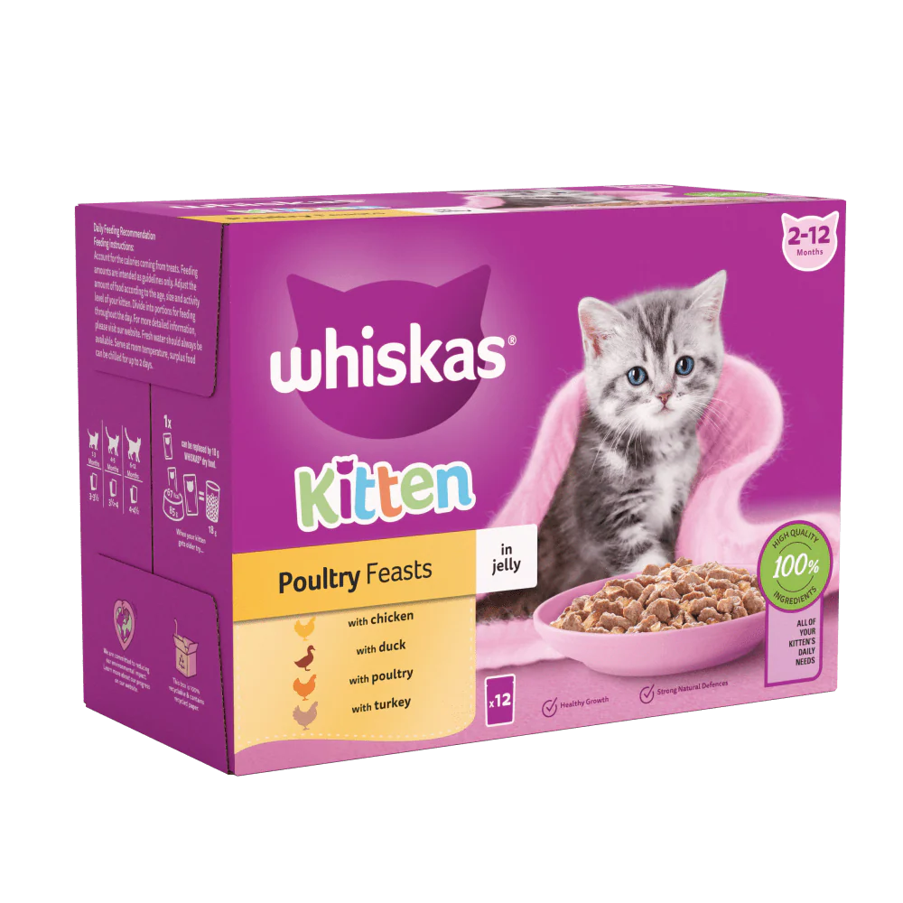 Whiskas Cat Pouches Poultry Feasts in Jelly 2-12Months Wet Kitten Food