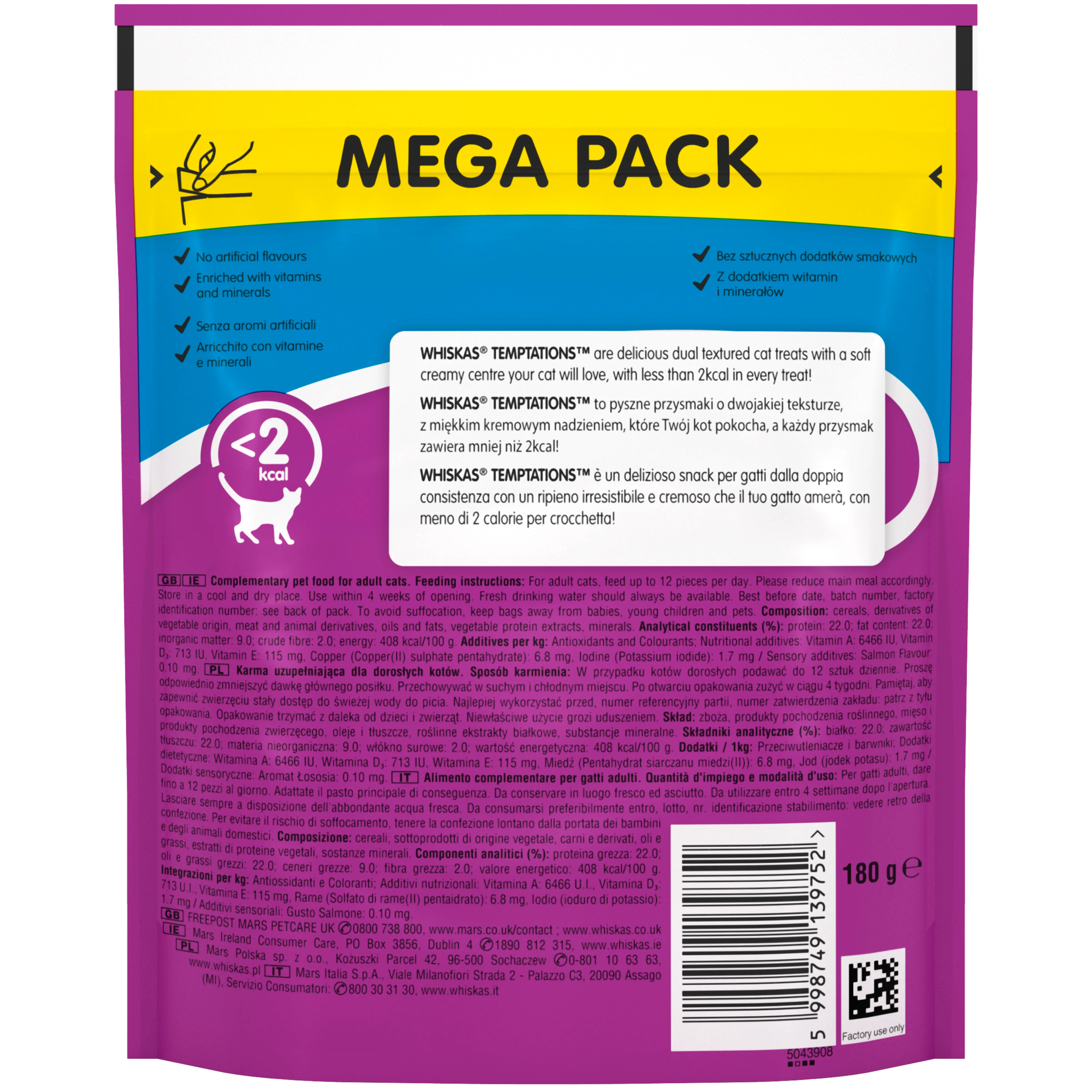 Whiskas Temptations Adult Cat Treats with Salmon Flavour - Image 2