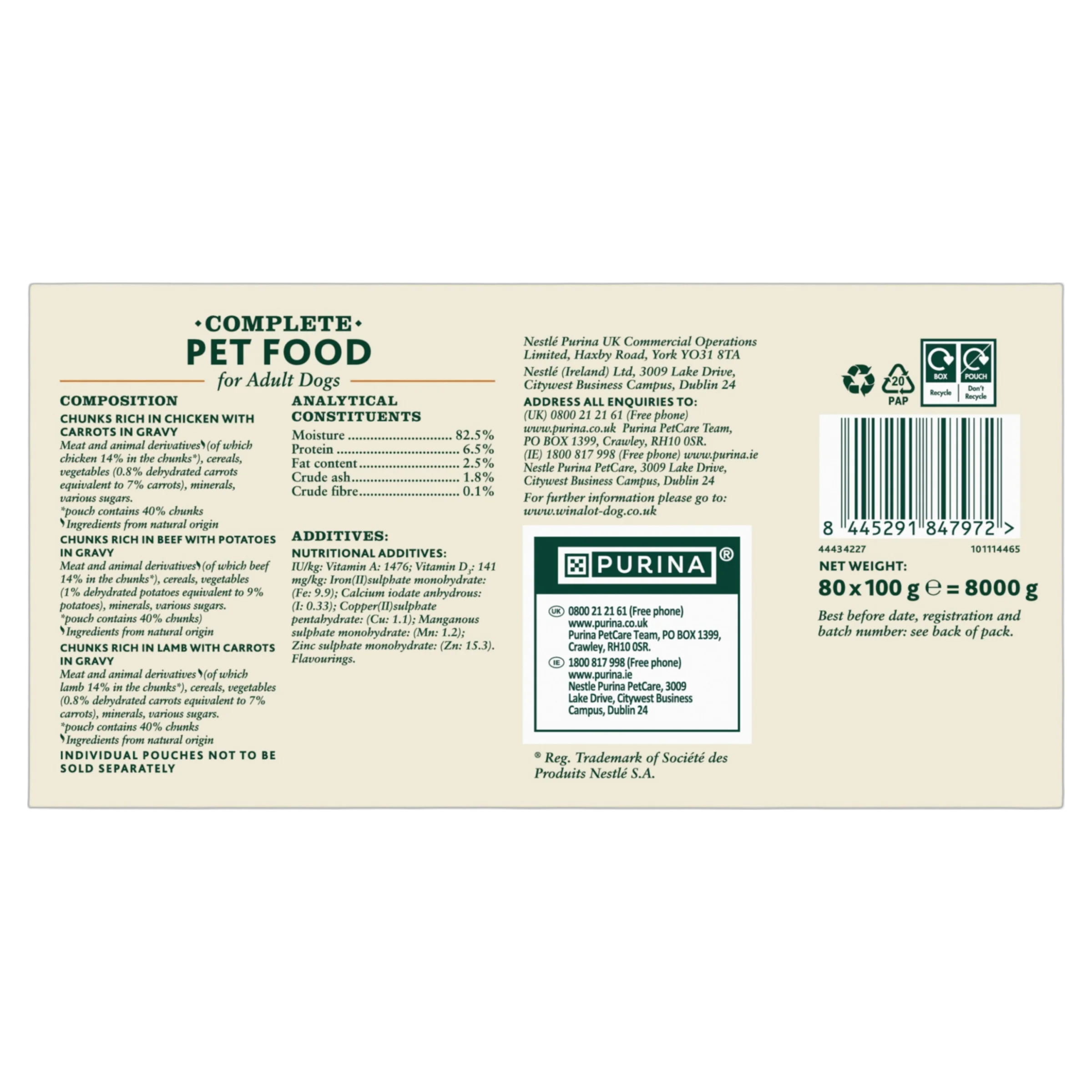 Winalot Meaty Chunks Mixed Rich in Chicken, Beef & Lamb in Gravy Adult Wet Dog Food Pouches Mega Pack - Image 4