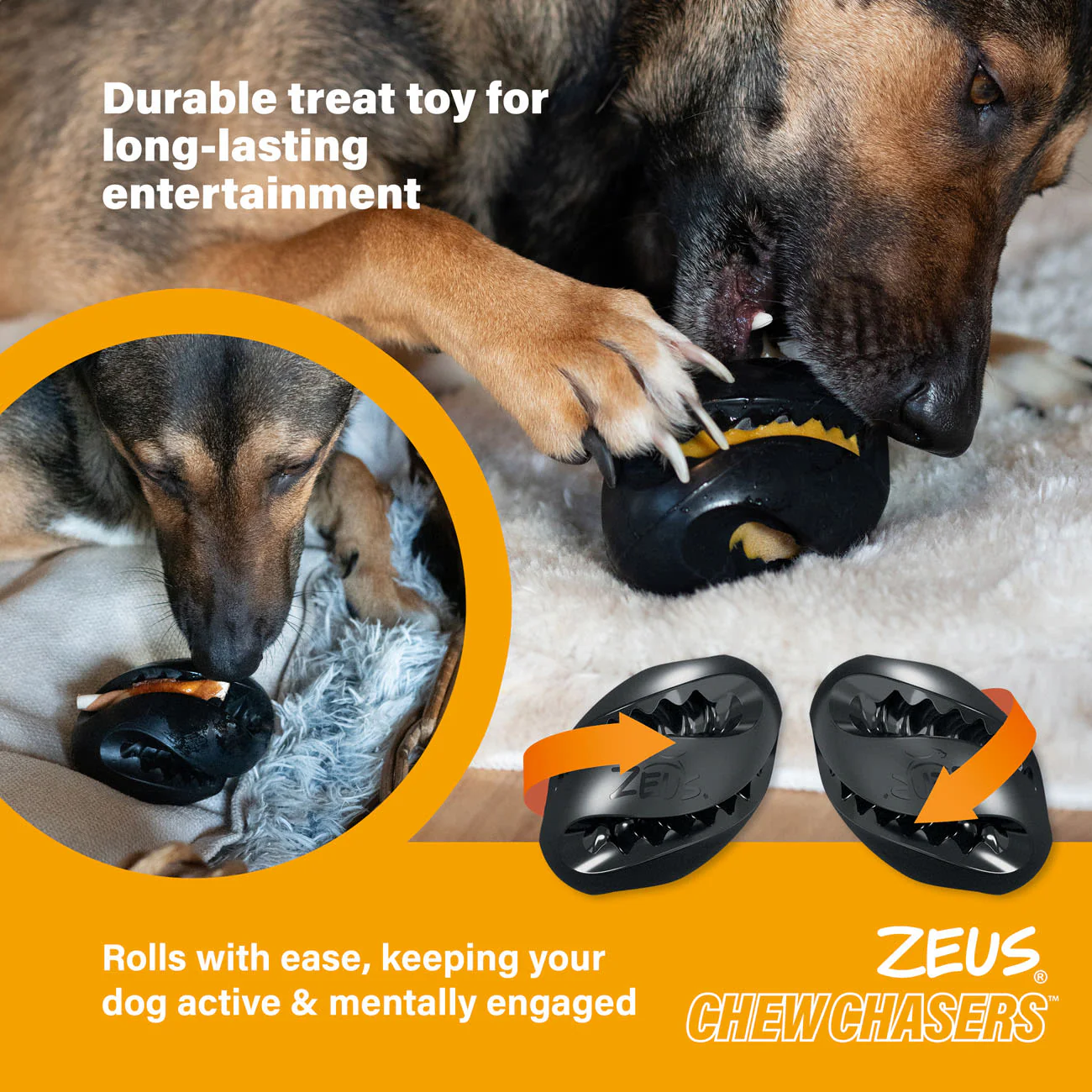 Zeus ChewChasers Treat Rugby Dog Toy - Image 3