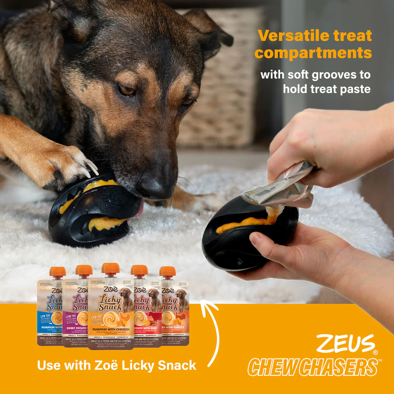 Zeus ChewChasers Treat Rugby Dog Toy - Image 4