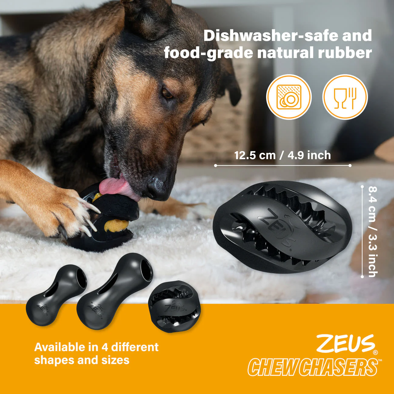 Zeus ChewChasers Treat Rugby Dog Toy - Image 6