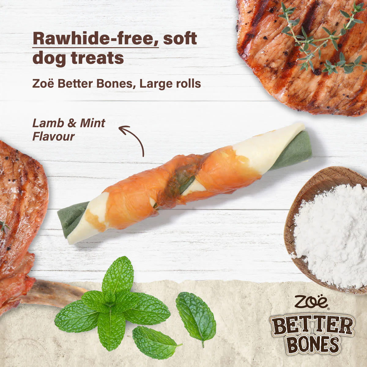 Zoe Better Bones Lamb Mint Wrap Large Rolls for Dogs - Image 2