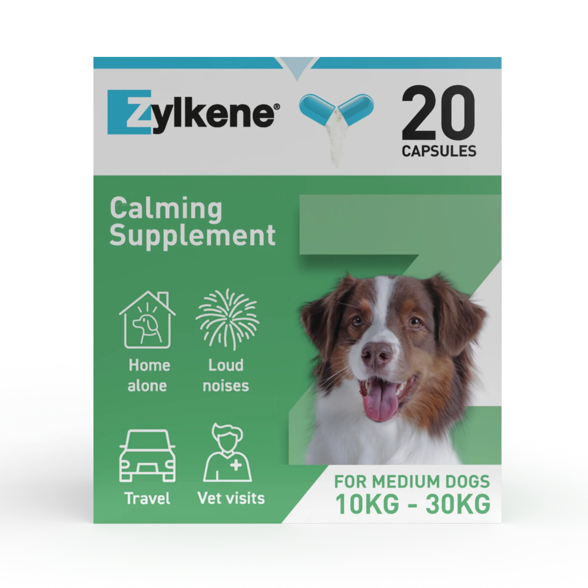Zylkene Calming Supplement for Dogs - 10-30kg - 20 Capsules